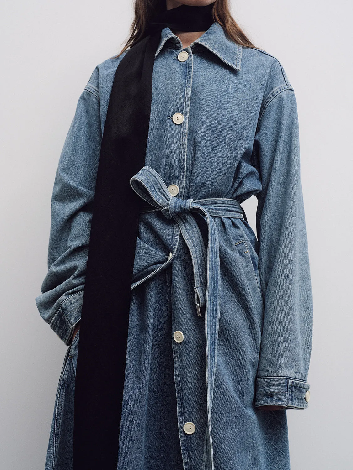 AGOLDE x MARIA MCMANUS A-Line Massive Coat in Crinkle Indigo sold by MARIA McMANUS product image thumbnail 2
