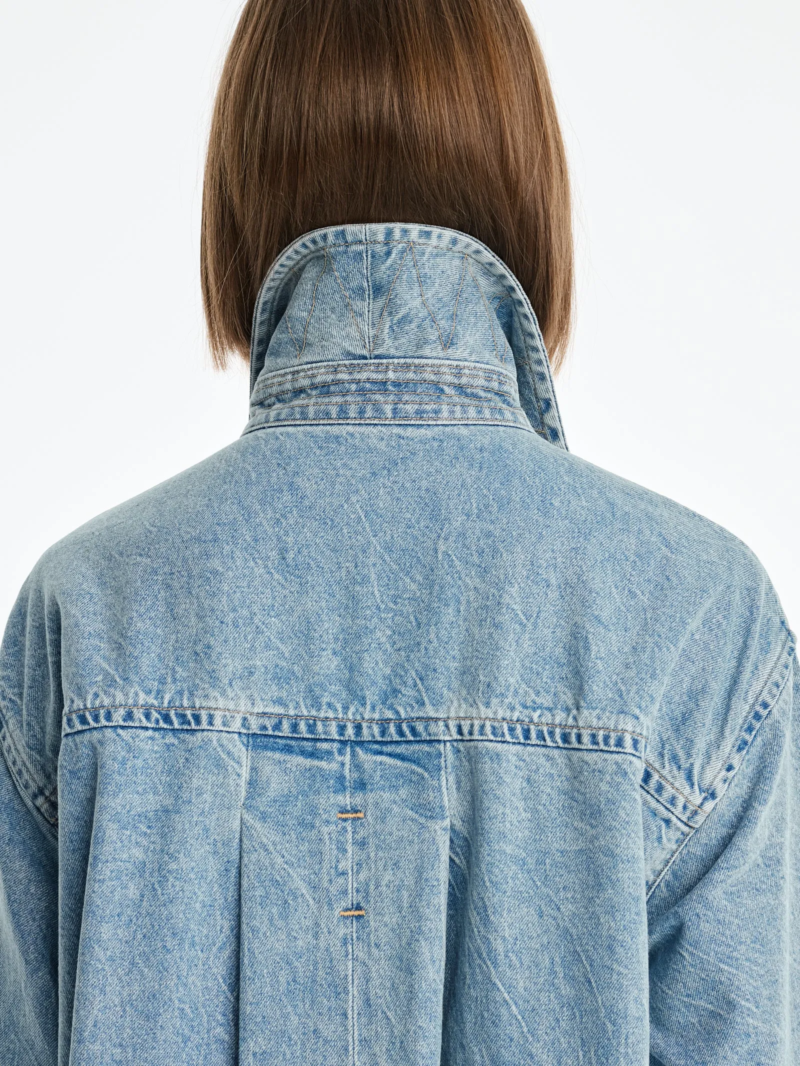 AGOLDE x MARIA MCMANUS A-Line Massive Coat in Crinkle Indigo sold by MARIA McMANUS product image thumbnail 4