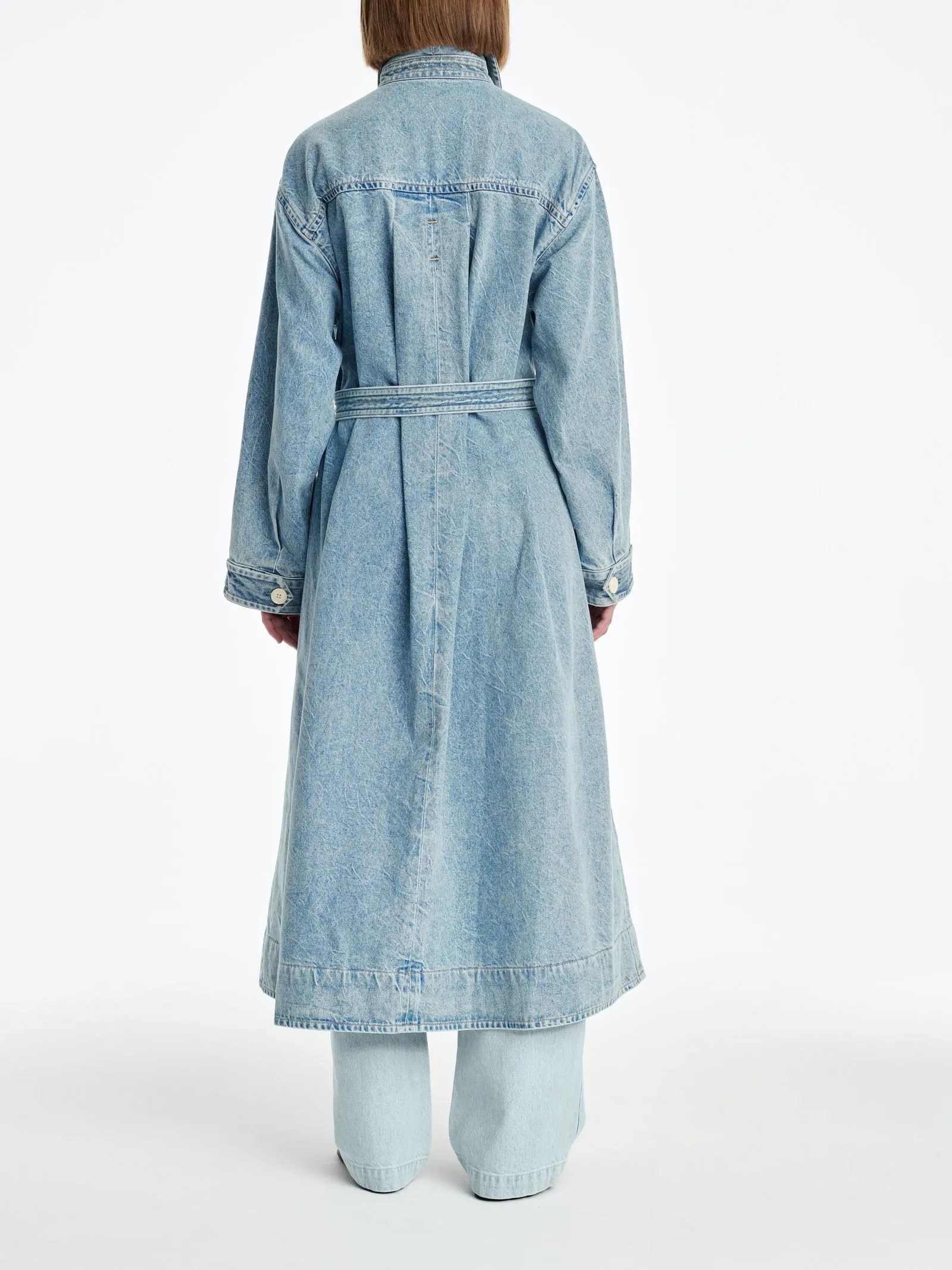 AGOLDE x MARIA MCMANUS A-Line Massive Coat in Crinkle Indigo sold by MARIA McMANUS product image thumbnail 5