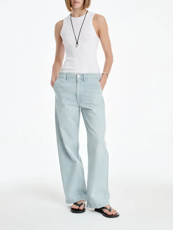 AGOLDE x MARIA MCMANUS Trouser Wide Leg Jean in Washed Pale Indigo made by Agolde