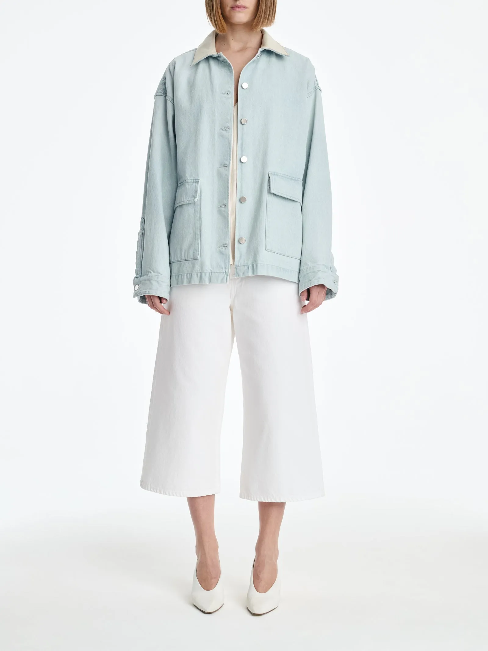 AGOLDE x MARIA MCMANUS Oversized Field Jacket in Washed Pale Indigo sold by MARIA McMANUS product image thumbnail 3