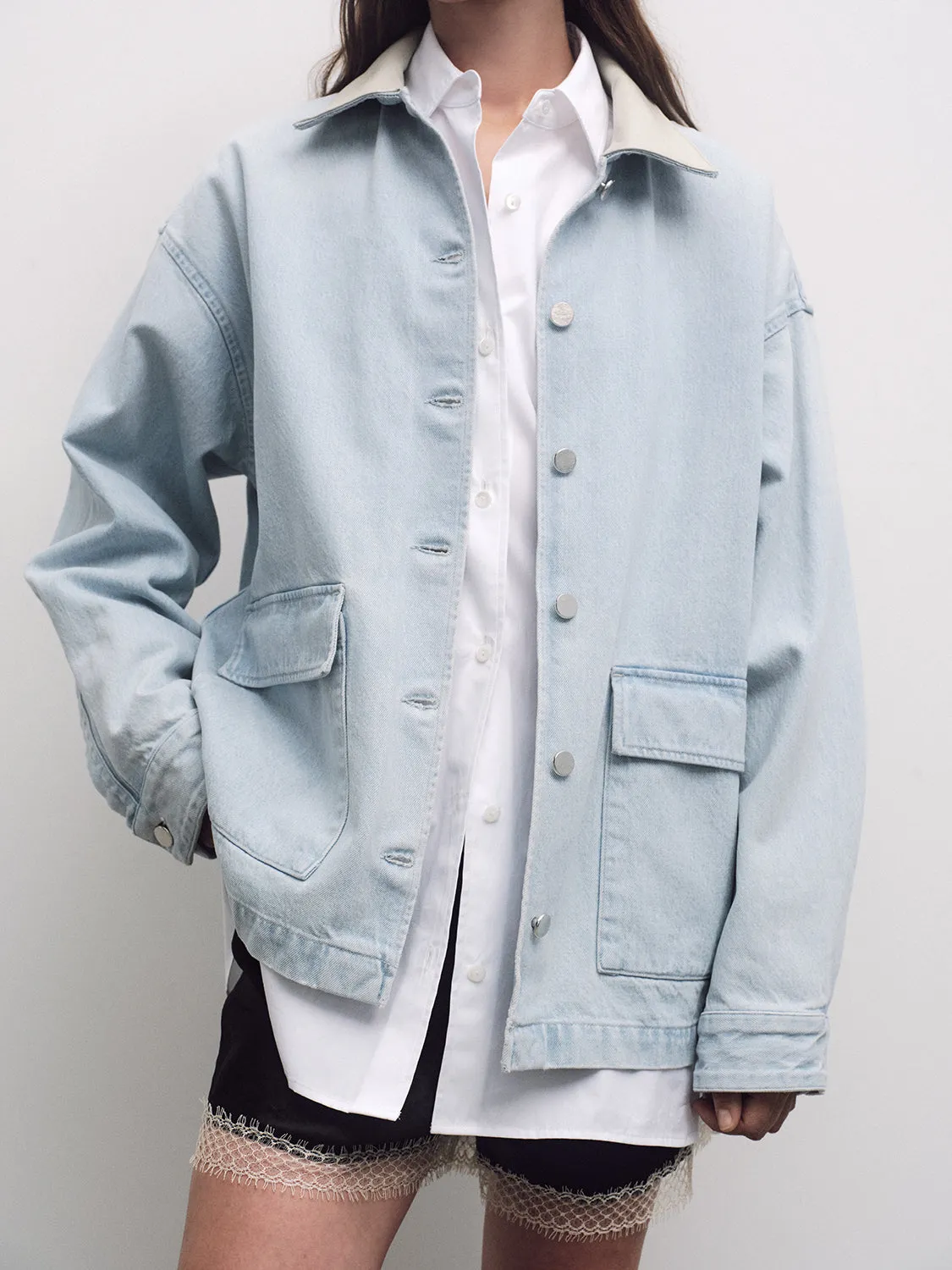 AGOLDE x MARIA MCMANUS Oversized Field Jacket in Washed Pale Indigo sold by MARIA McMANUS product image thumbnail 2