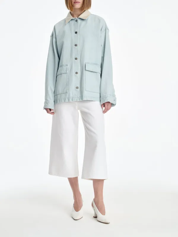 AGOLDE x MARIA MCMANUS Oversized Field Jacket in Washed Pale Indigo made by Agolde