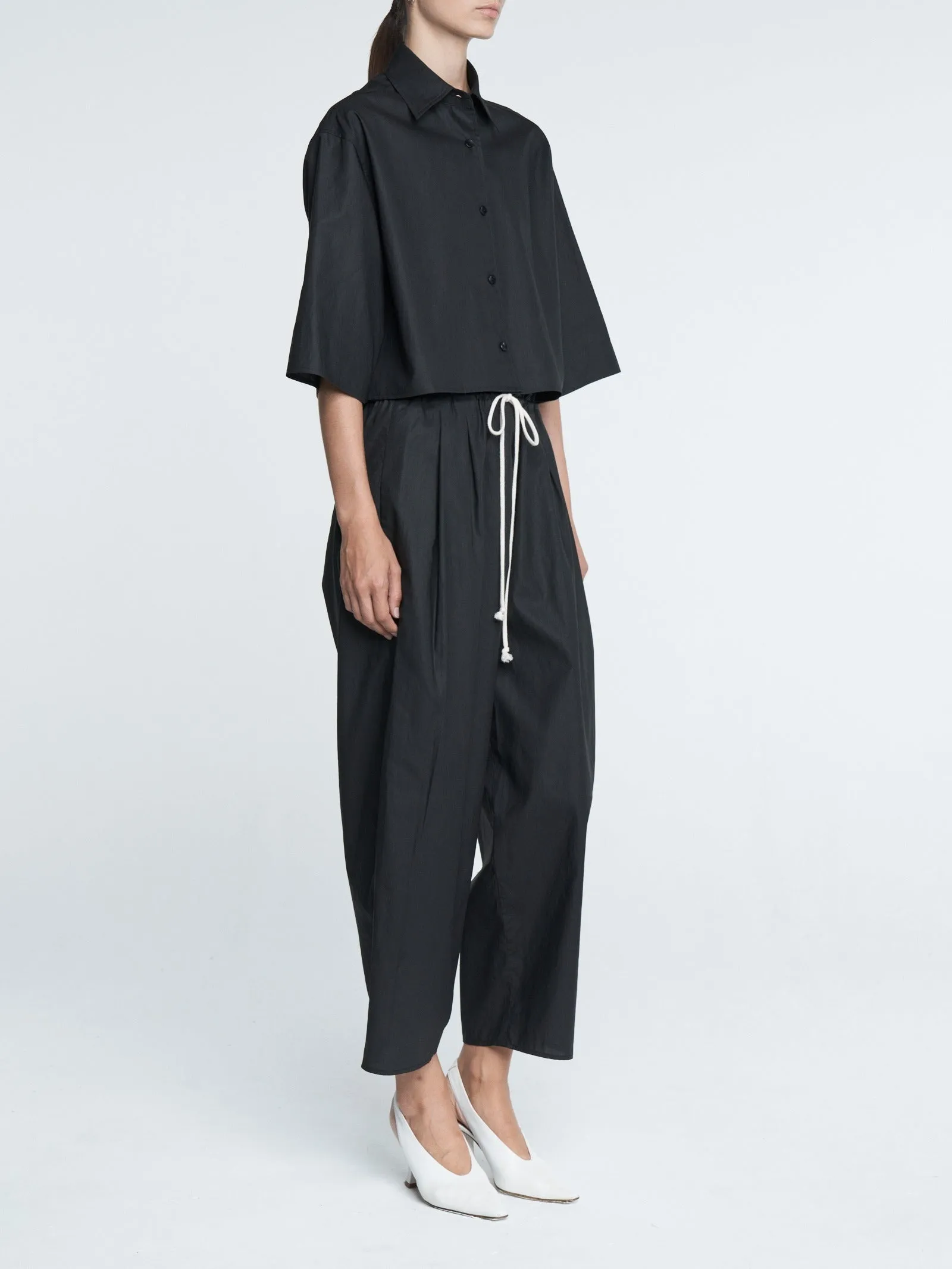 Balloon Drawstring Trouser in Black sold by MARIA McMANUS