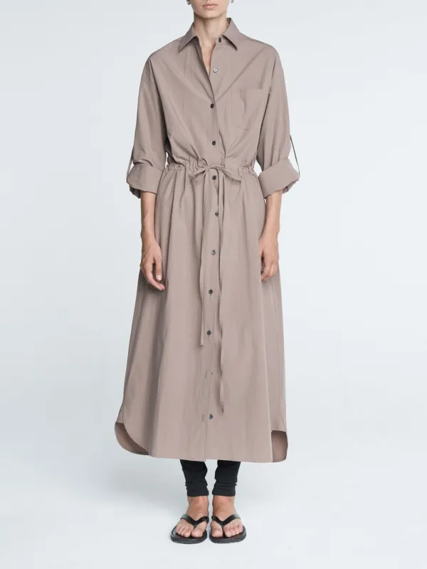 Drawstring Shirt Dress in Mouseback made by MARIA McMANUS