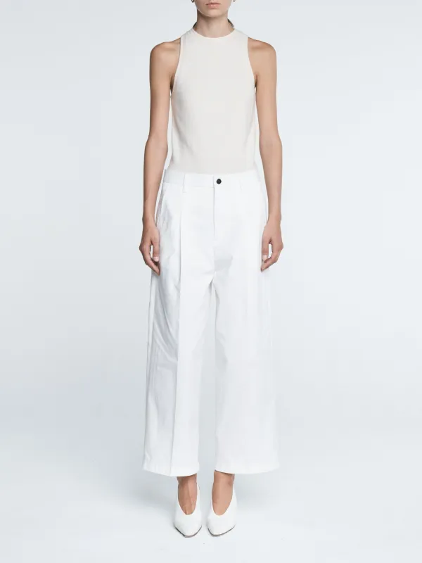 Pleat Front Trouser in White made by MARIA McMANUS