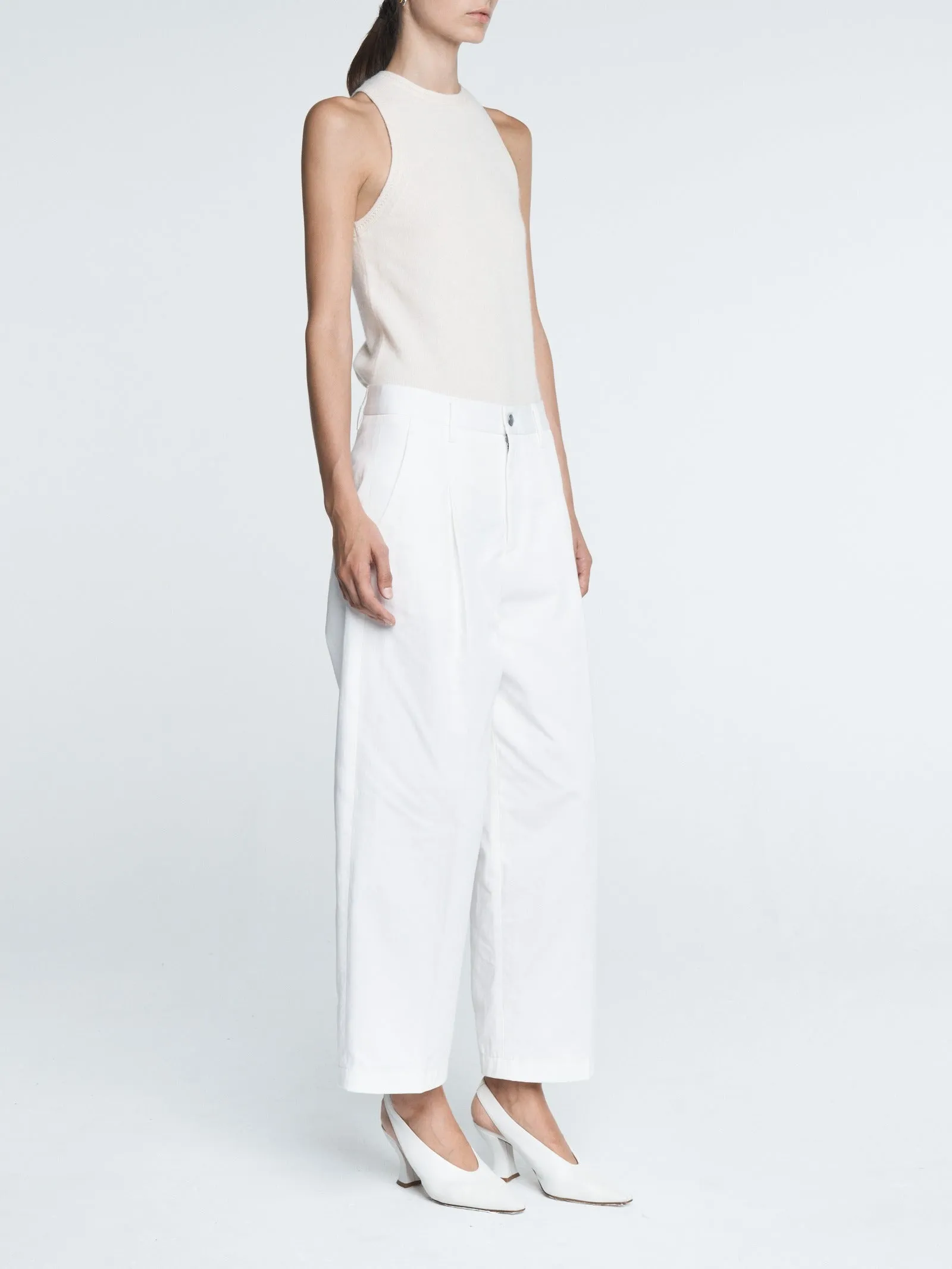 Pleat Front Trouser in White sold by MARIA McMANUS product image thumbnail 2