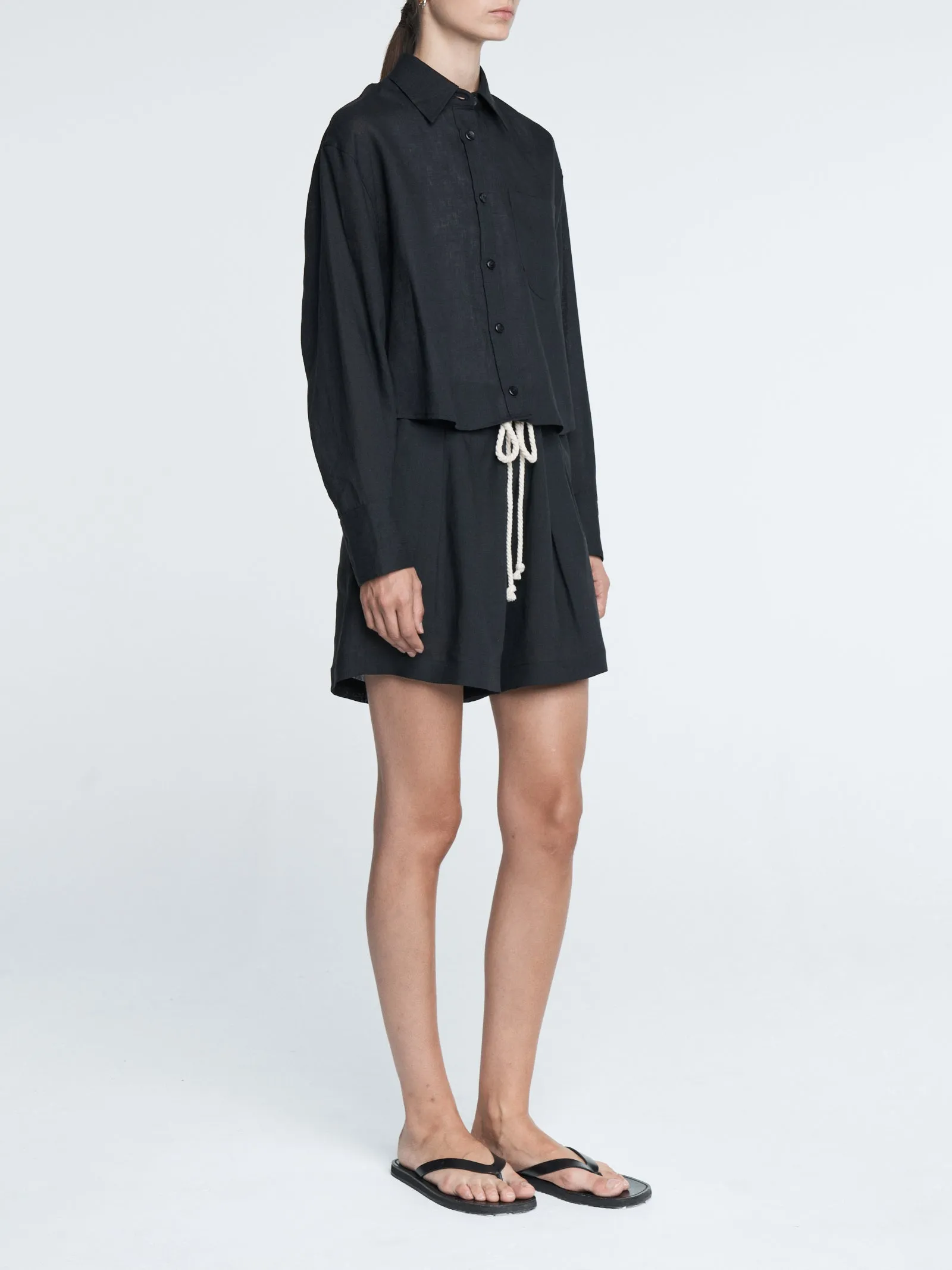 Drawstring Pleat Front Short in Black sold by MARIA McMANUS product image thumbnail 2