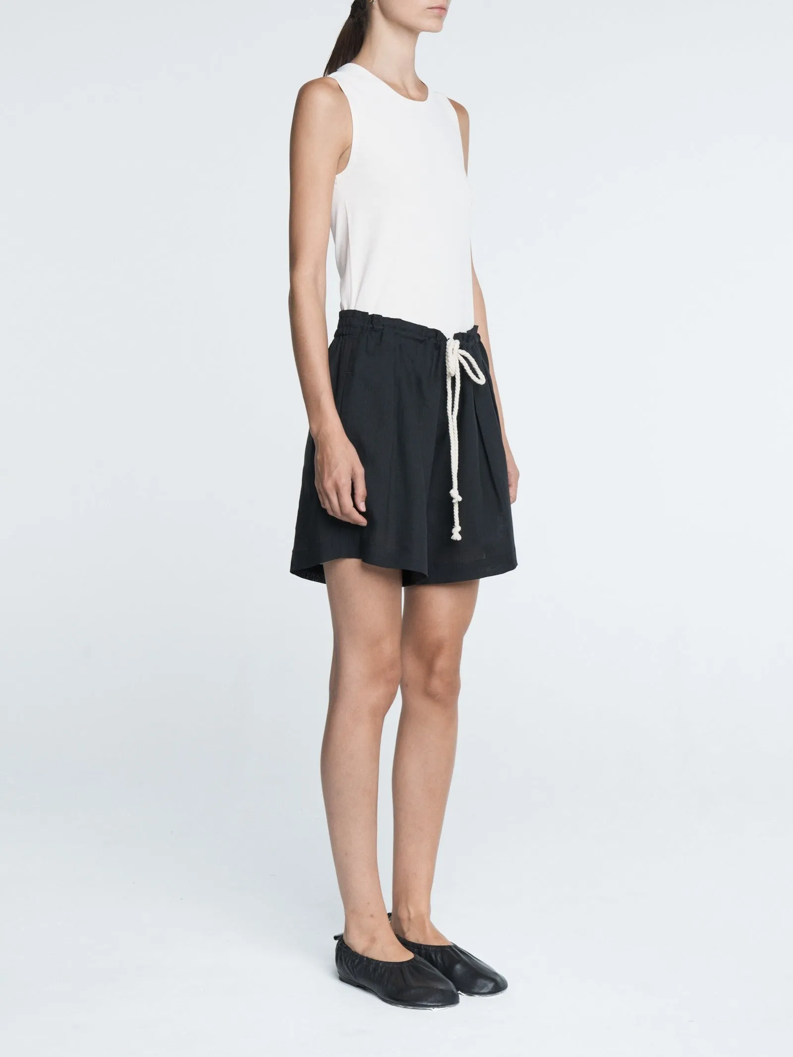 Drawstring Pleat Front Short in Black sold by MARIA McMANUS product image thumbnail 5