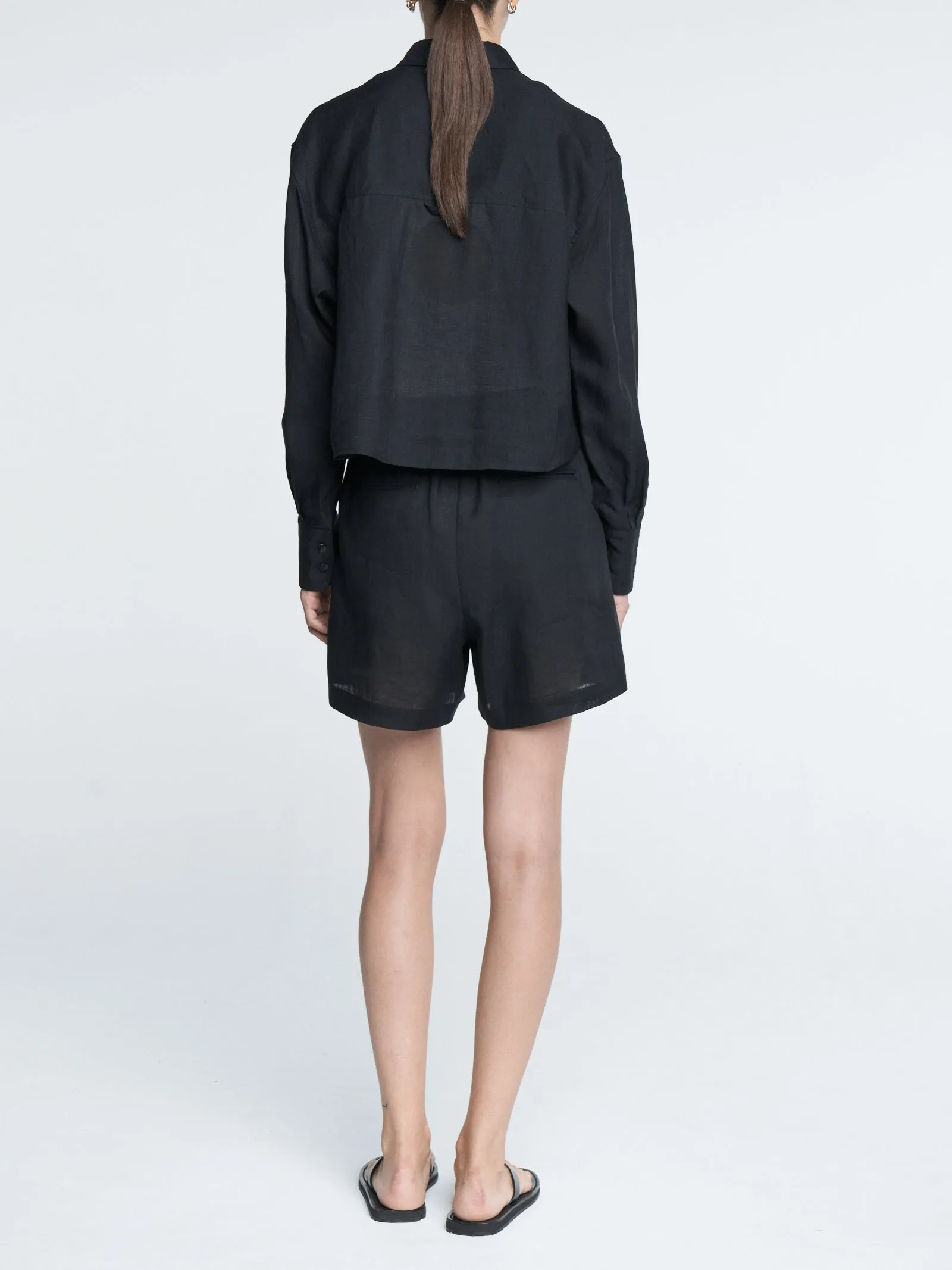 Drawstring Pleat Front Short in Black sold by MARIA McMANUS product image thumbnail 3