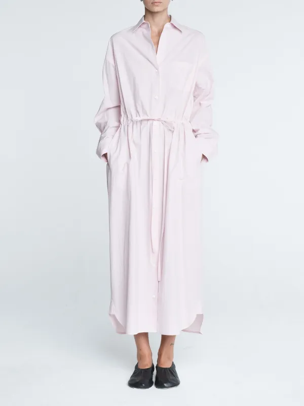 Drawstring Shirt Dress in Blush Pink made by MARIA McMANUS