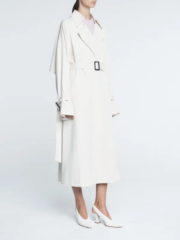 Cape Trench Coat in Ivory made by MARIA McMANUS