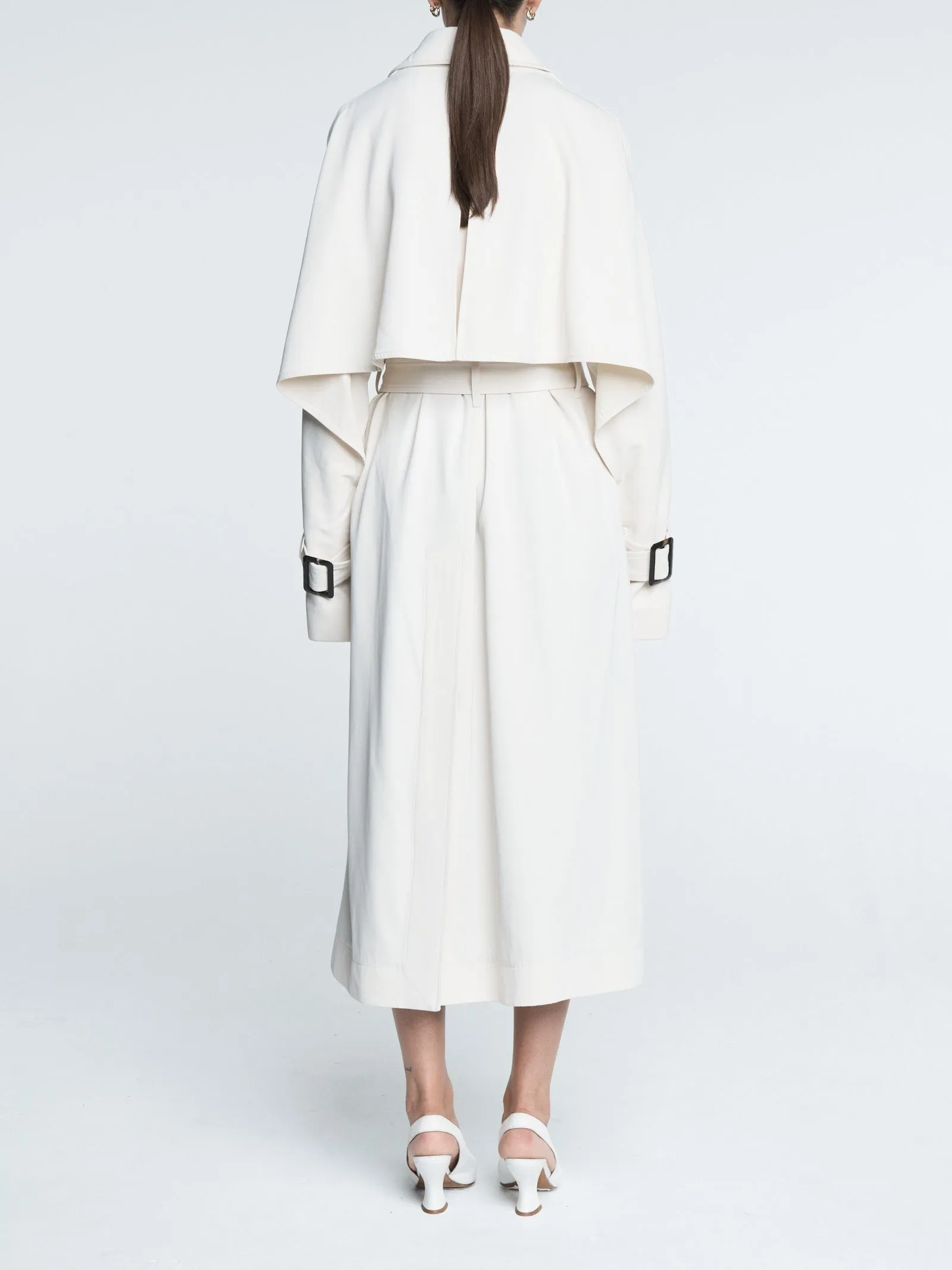 Cape Trench Coat in Ivory sold by MARIA McMANUS product image thumbnail 4