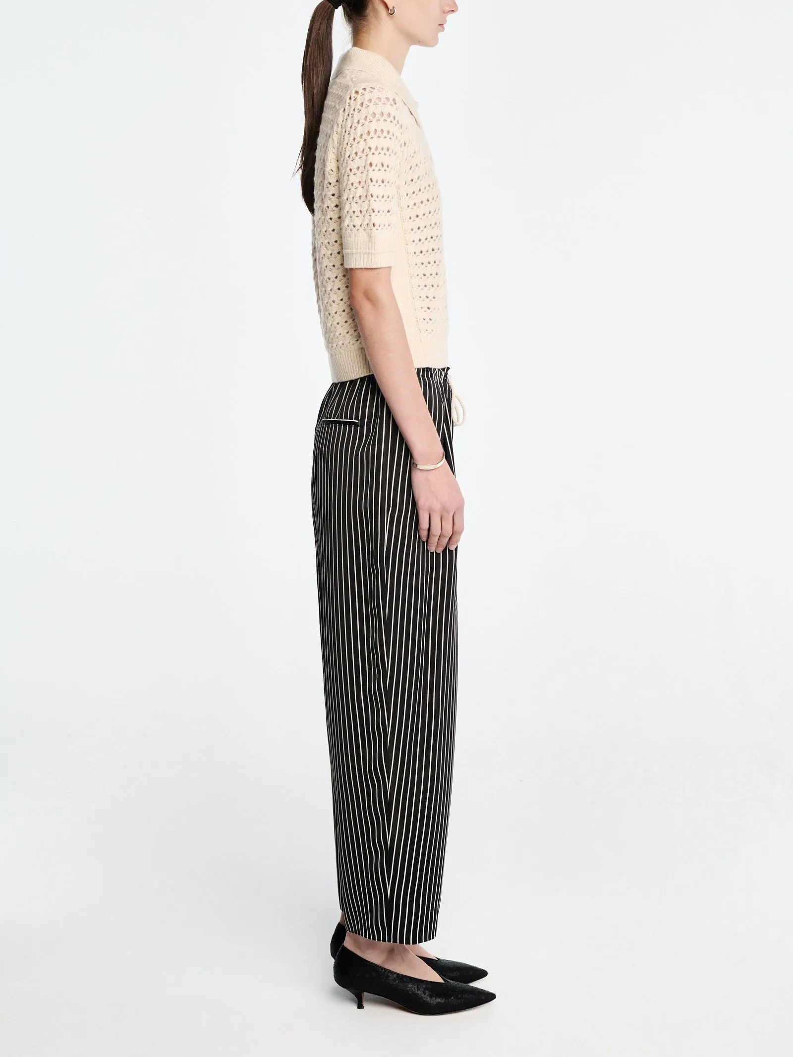 Balloon Drawstring Trouser in Black Stripe sold by MARIA McMANUS product image thumbnail 2