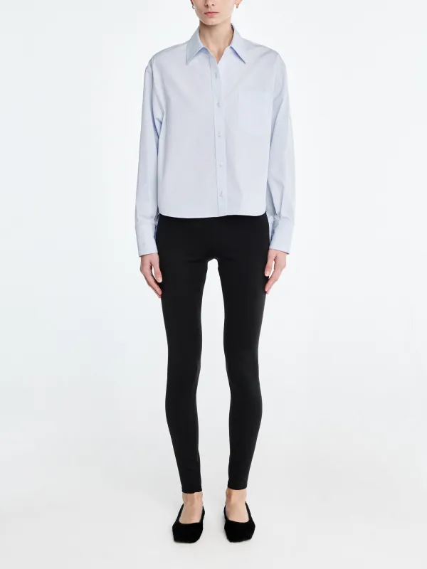 Button Sleeve Crop Shirt in Sky Blue made by MARIA McMANUS