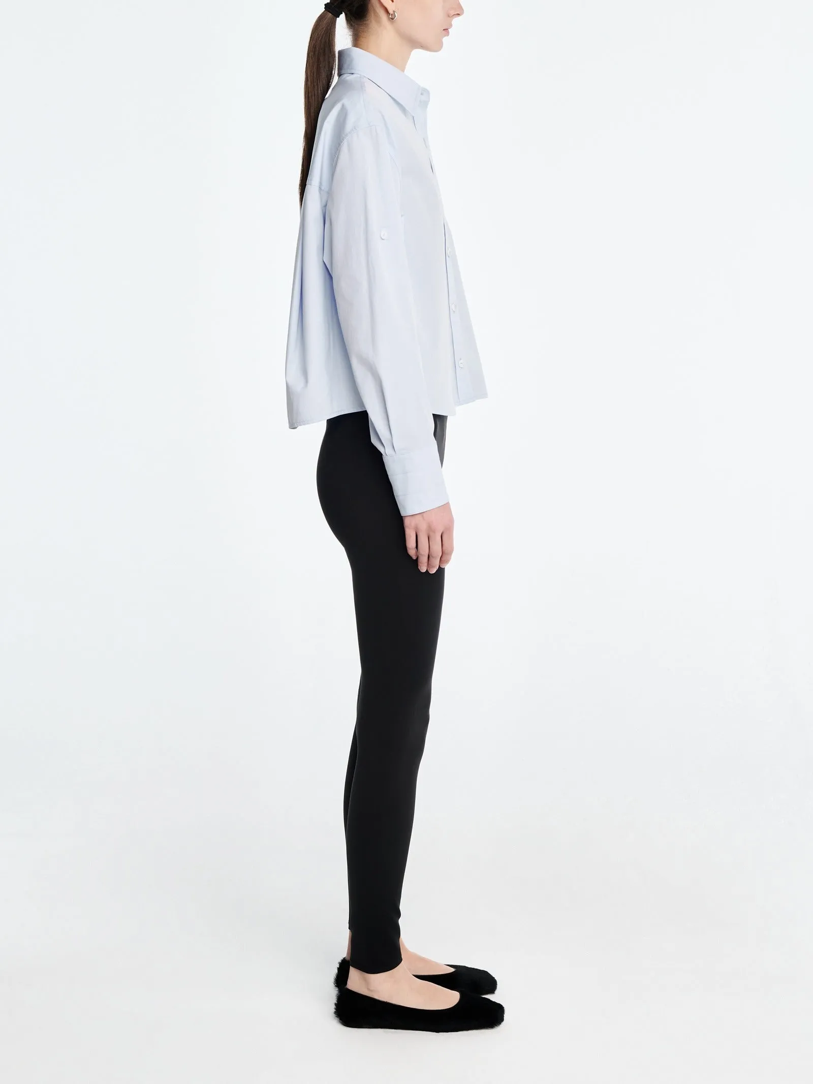 Button Sleeve Crop Shirt in Sky Blue sold by MARIA McMANUS product image thumbnail 3