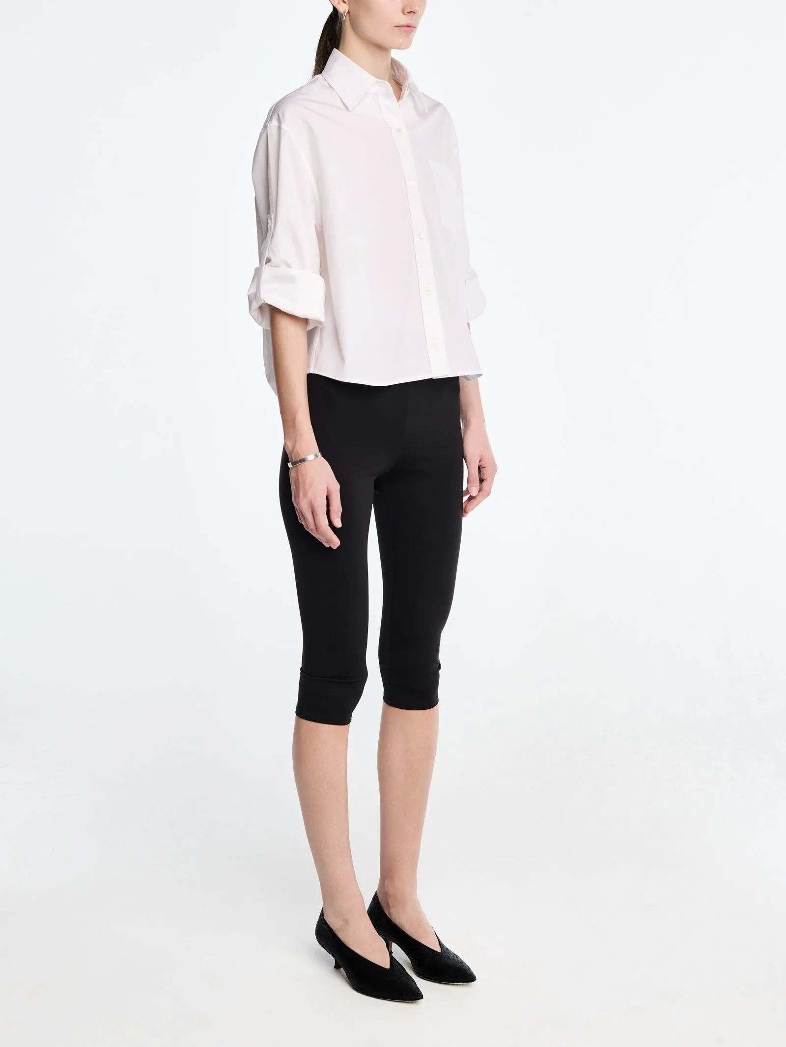 Button Sleeve Crop Shirt in White sold by MARIA McMANUS product image thumbnail 5