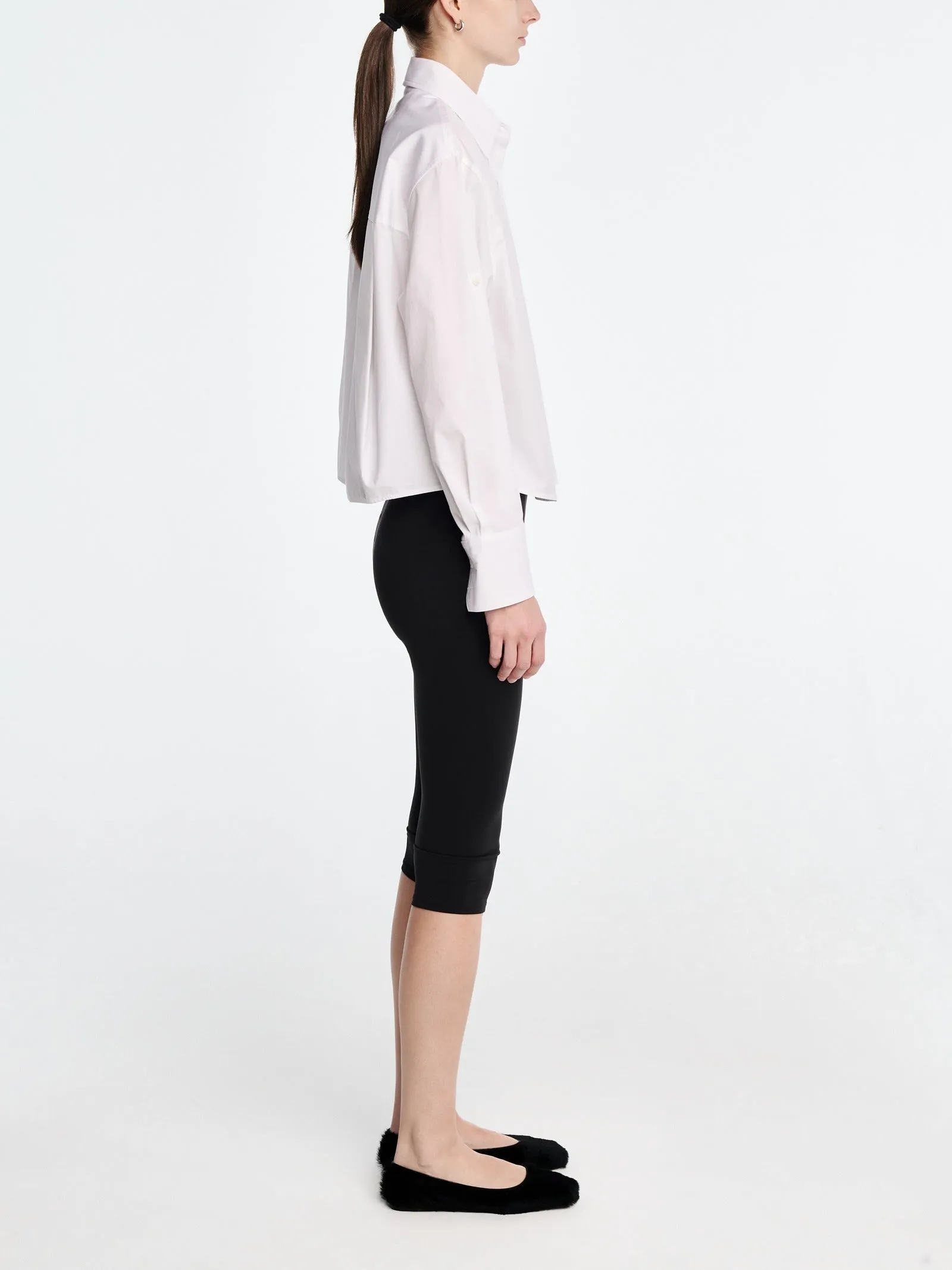 Button Sleeve Crop Shirt in White sold by MARIA McMANUS product image thumbnail 3