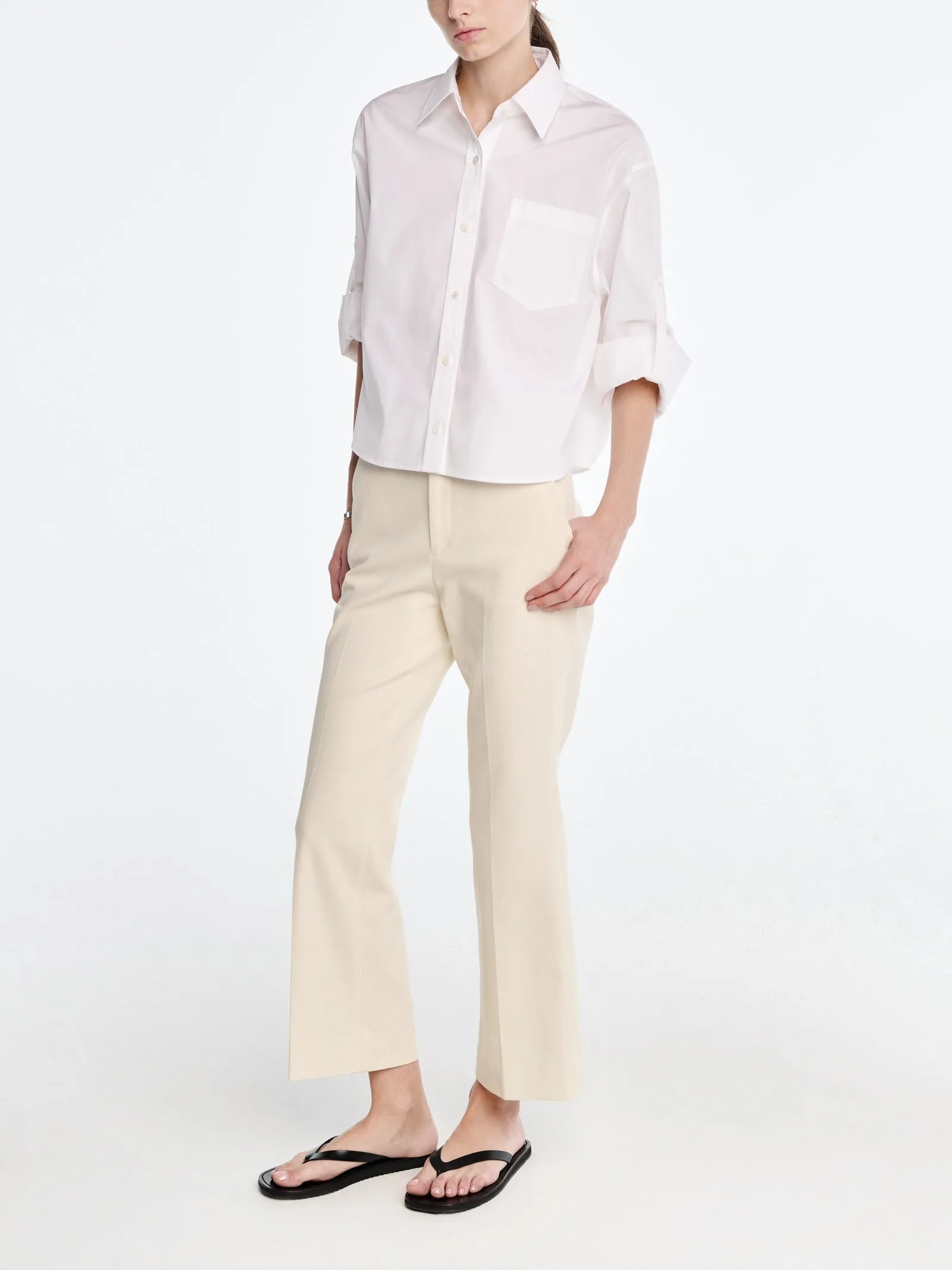 Button Sleeve Crop Shirt in White sold by MARIA McMANUS product image thumbnail 2