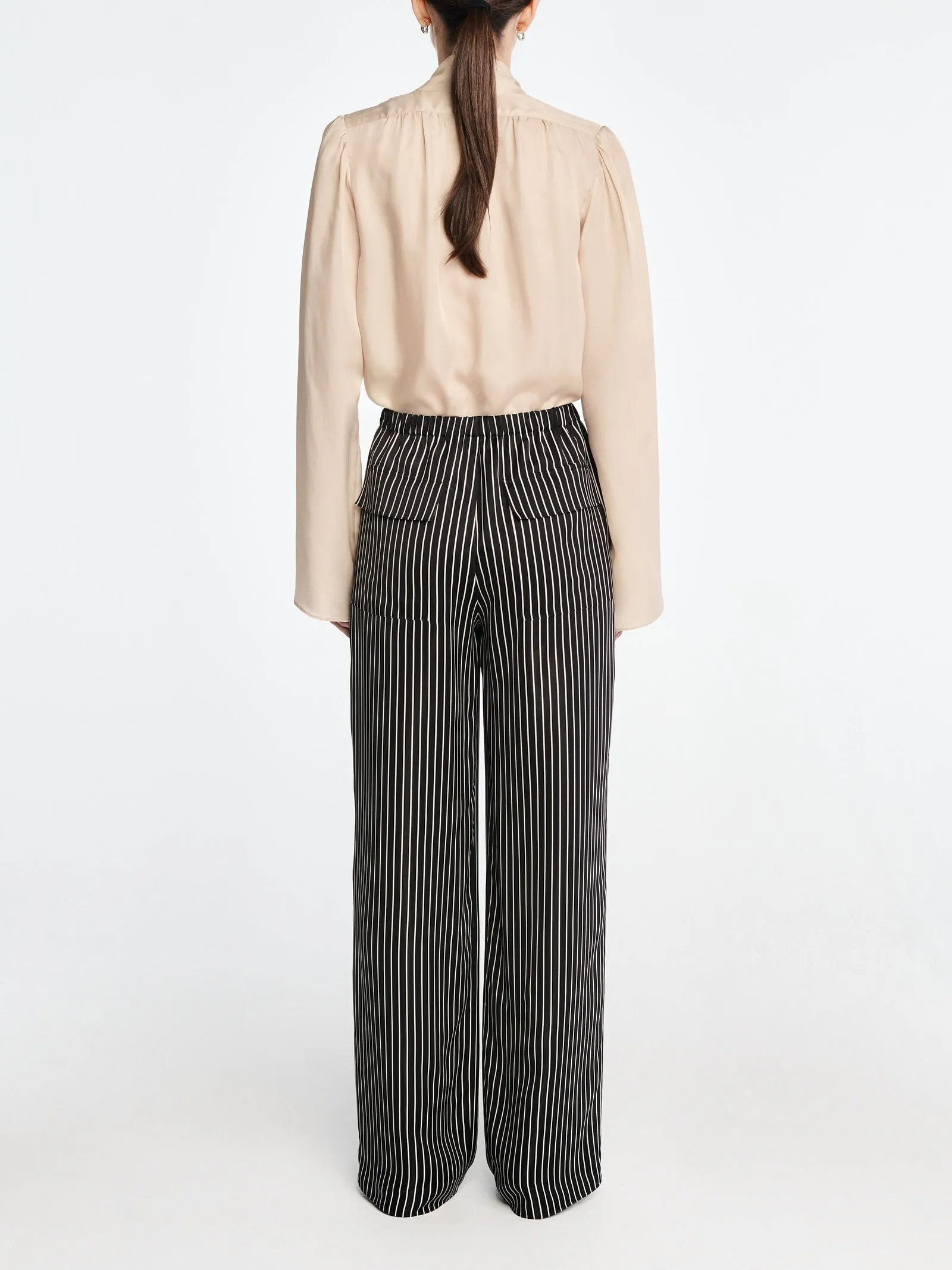 V Neck Scarf Blouse in Eggshell sold by MARIA McMANUS product image thumbnail 4