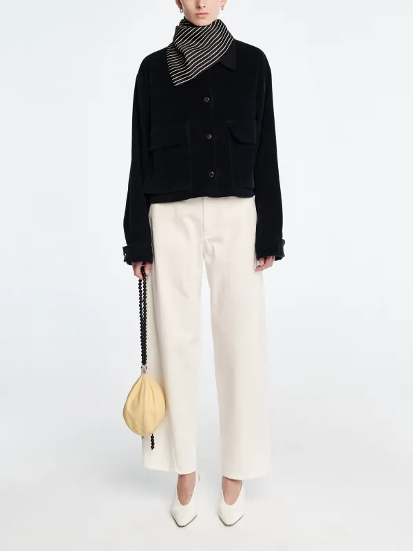 Cropped A-Line Jacket in Navy made by MARIA McMANUS