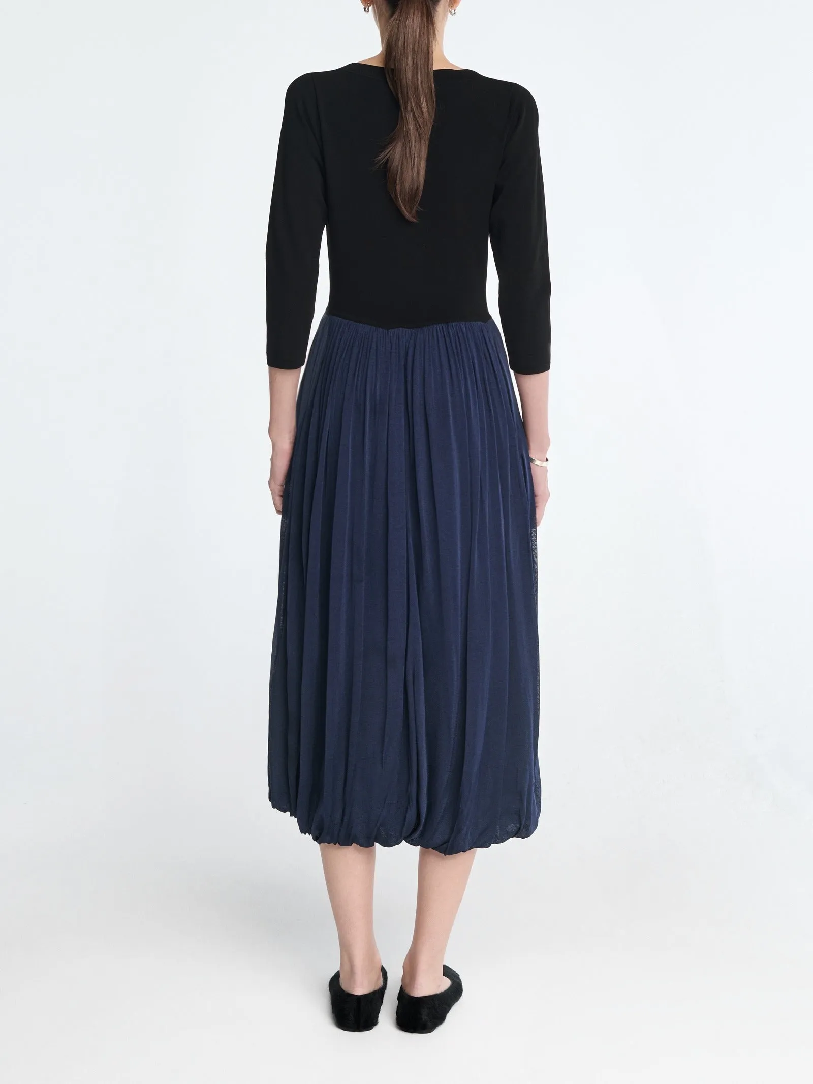 Ballet Drape Dress in Black/Navy Blue sold by MARIA McMANUS product image thumbnail 4
