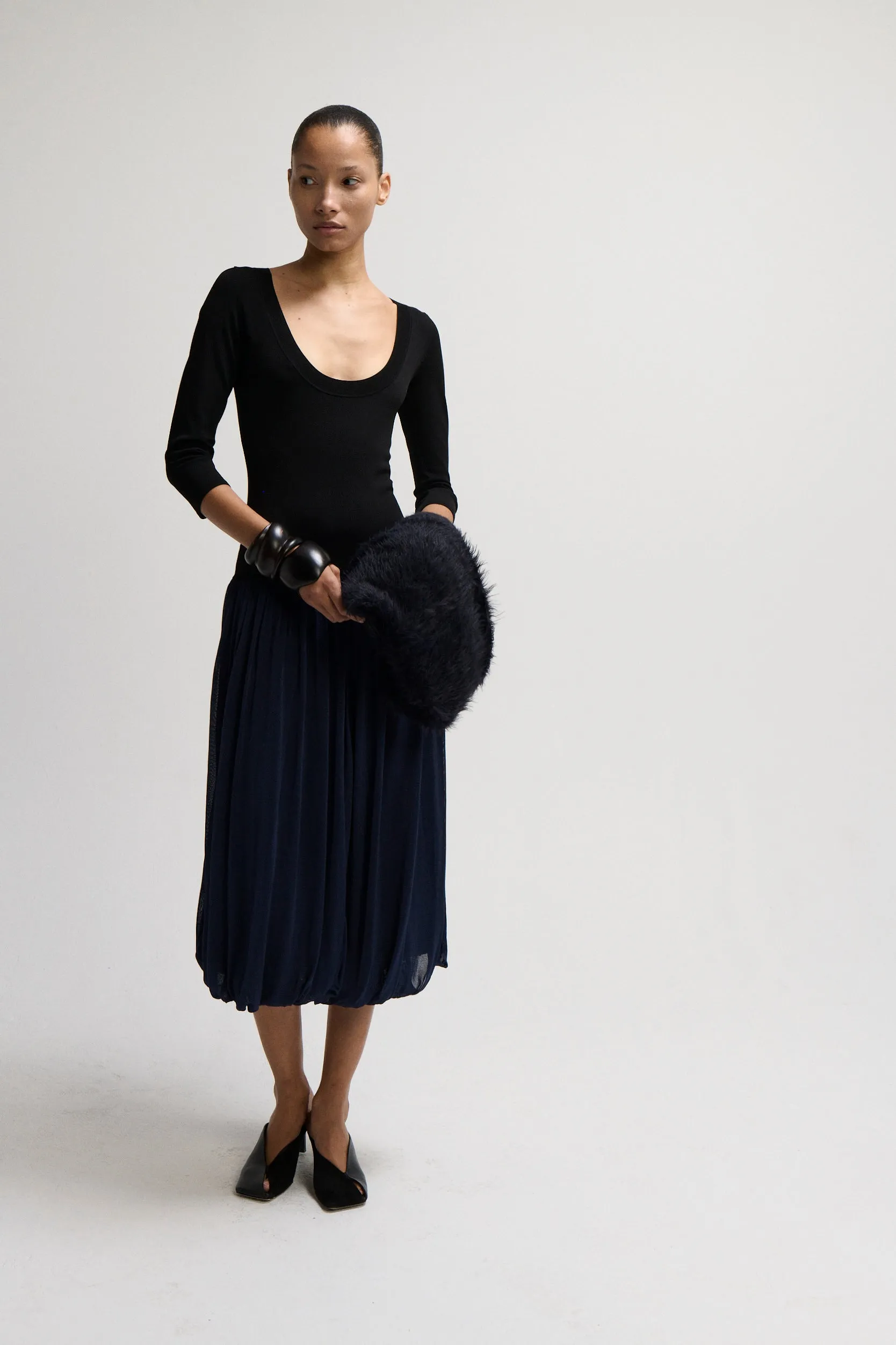 Ballet Drape Dress in Black/Navy Blue sold by MARIA McMANUS product image thumbnail 2