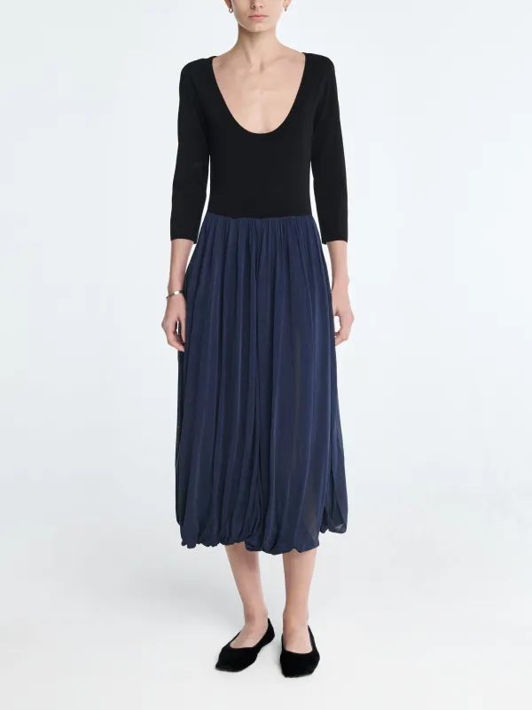 Ballet Drape Dress in Black/Navy Blue made by MARIA McMANUS