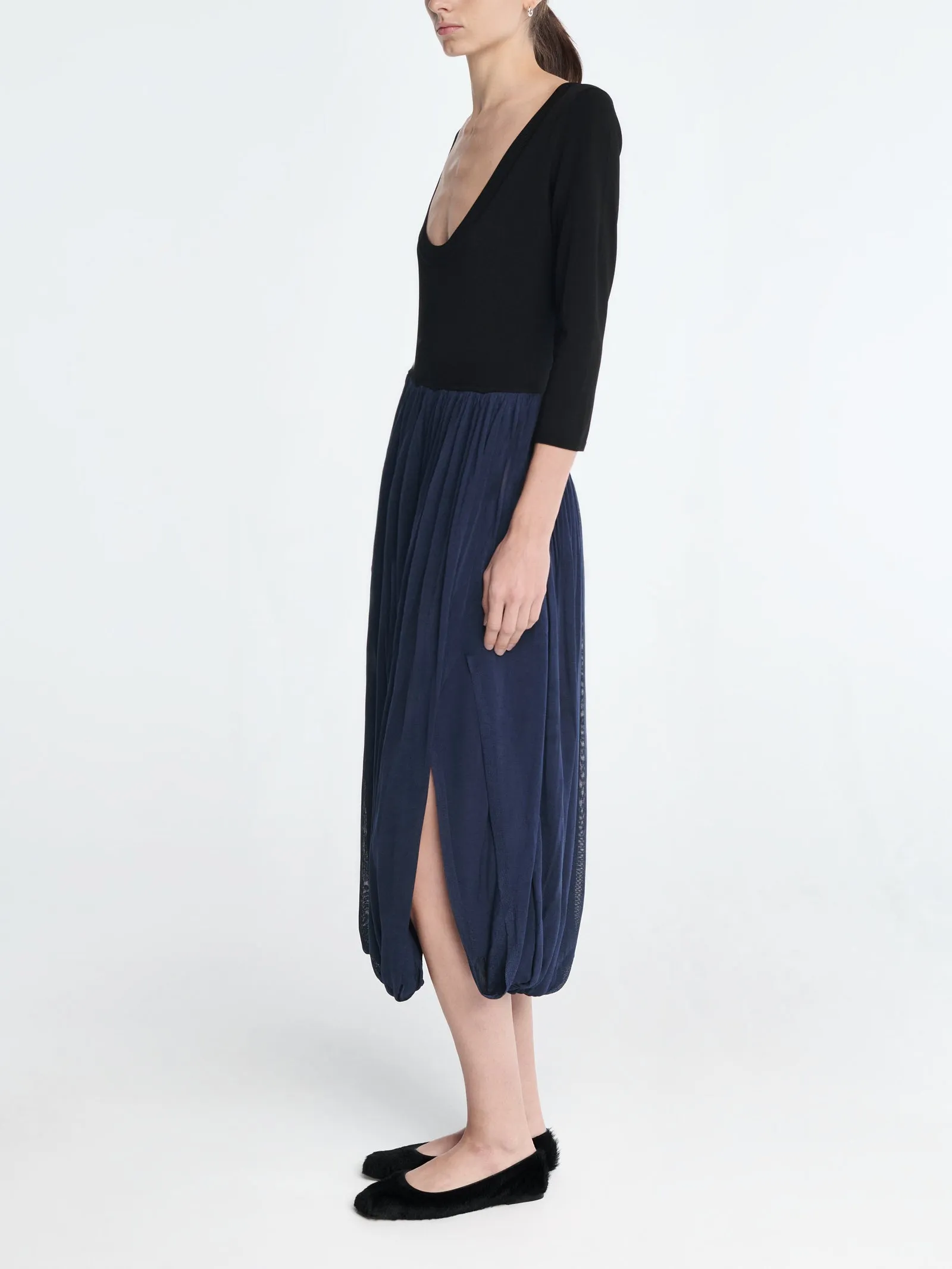 Ballet Drape Dress in Black/Navy Blue sold by MARIA McMANUS product image thumbnail 3