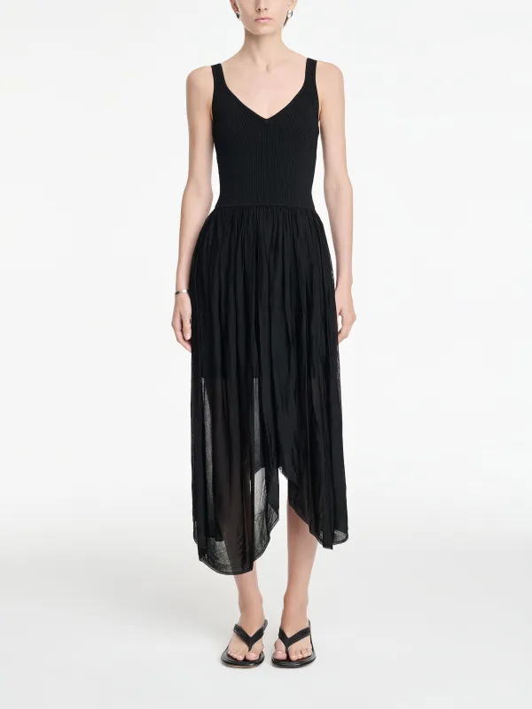 Wave Midi Tank Dress in Black made by MARIA McMANUS