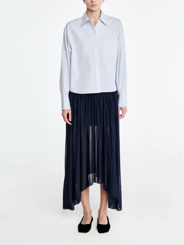 Wave Midi Skirt in Navy Blue made by MARIA McMANUS