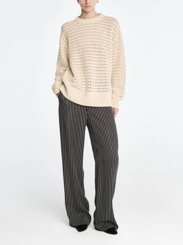 Irish Crochet Crew in Ivory made by MARIA McMANUS