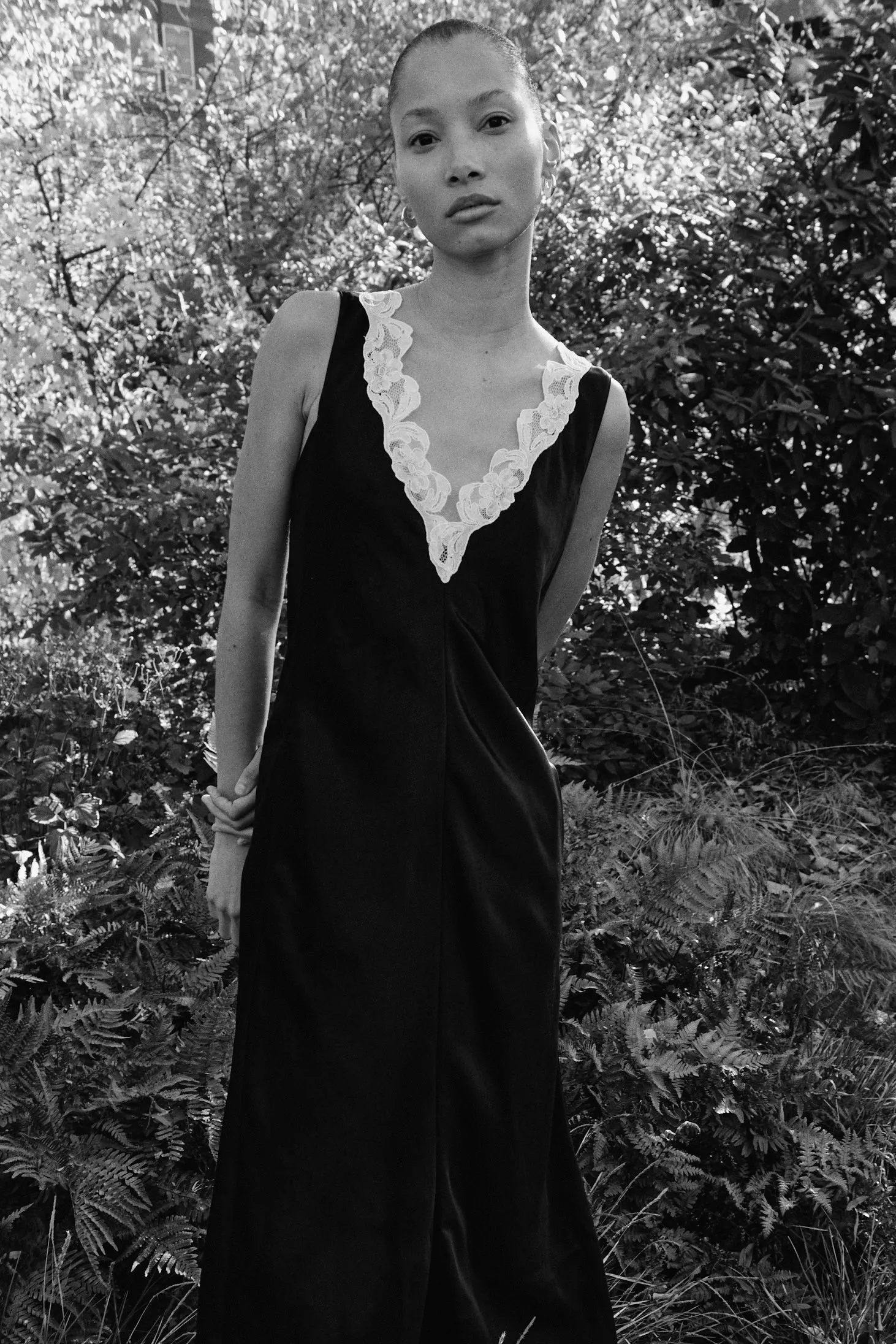 Lace V-Neck Dress in Black sold by MARIA McMANUS product image thumbnail 2
