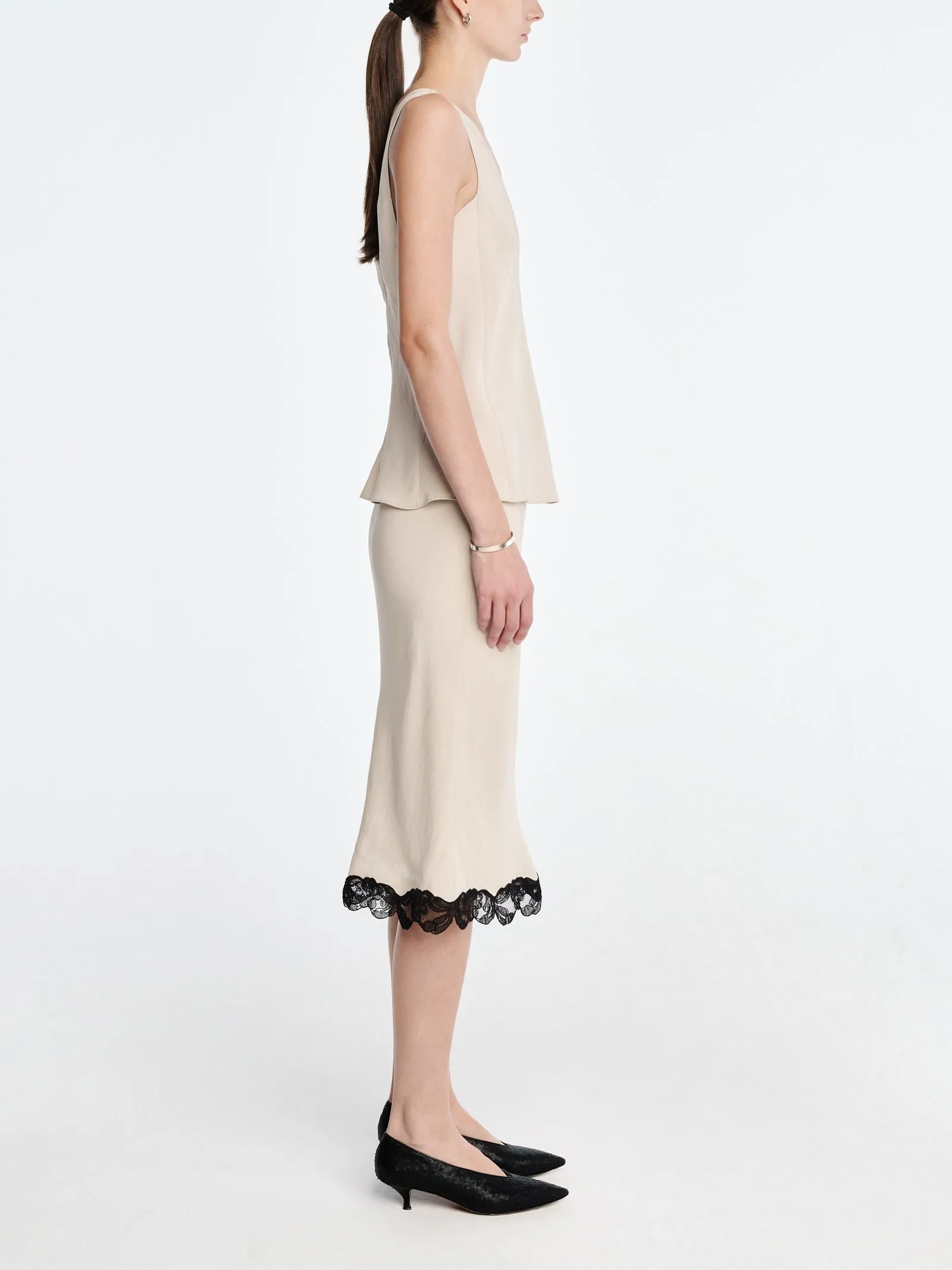 Bias Lace Skirt in Champagne sold by MARIA McMANUS product image thumbnail 2
