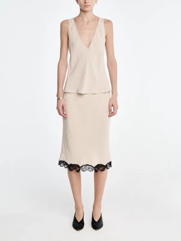 Bias Lace Skirt in Champagne made by MARIA McMANUS