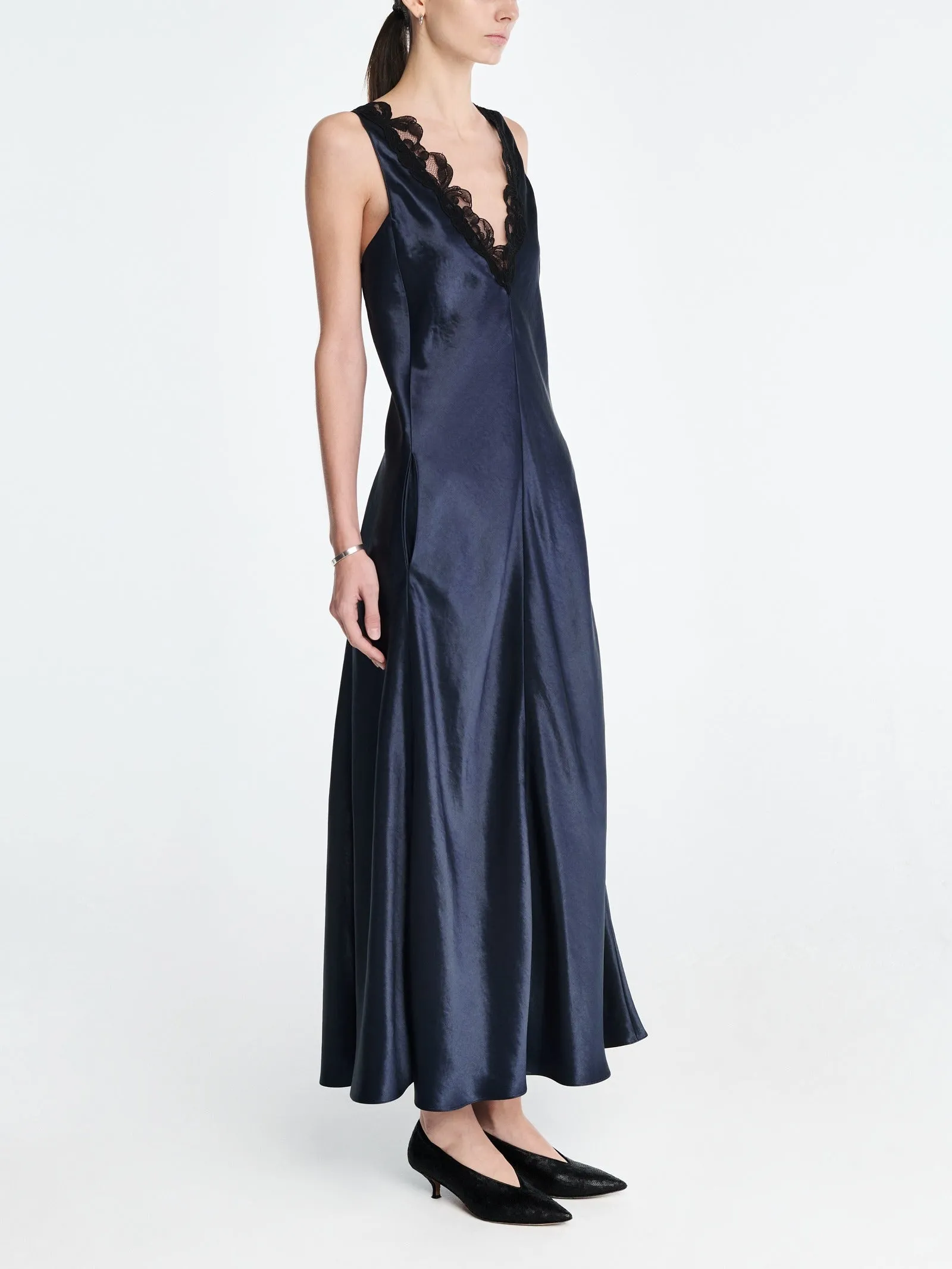 Lace V-Neck Dress in Navy sold by MARIA McMANUS product image thumbnail 3