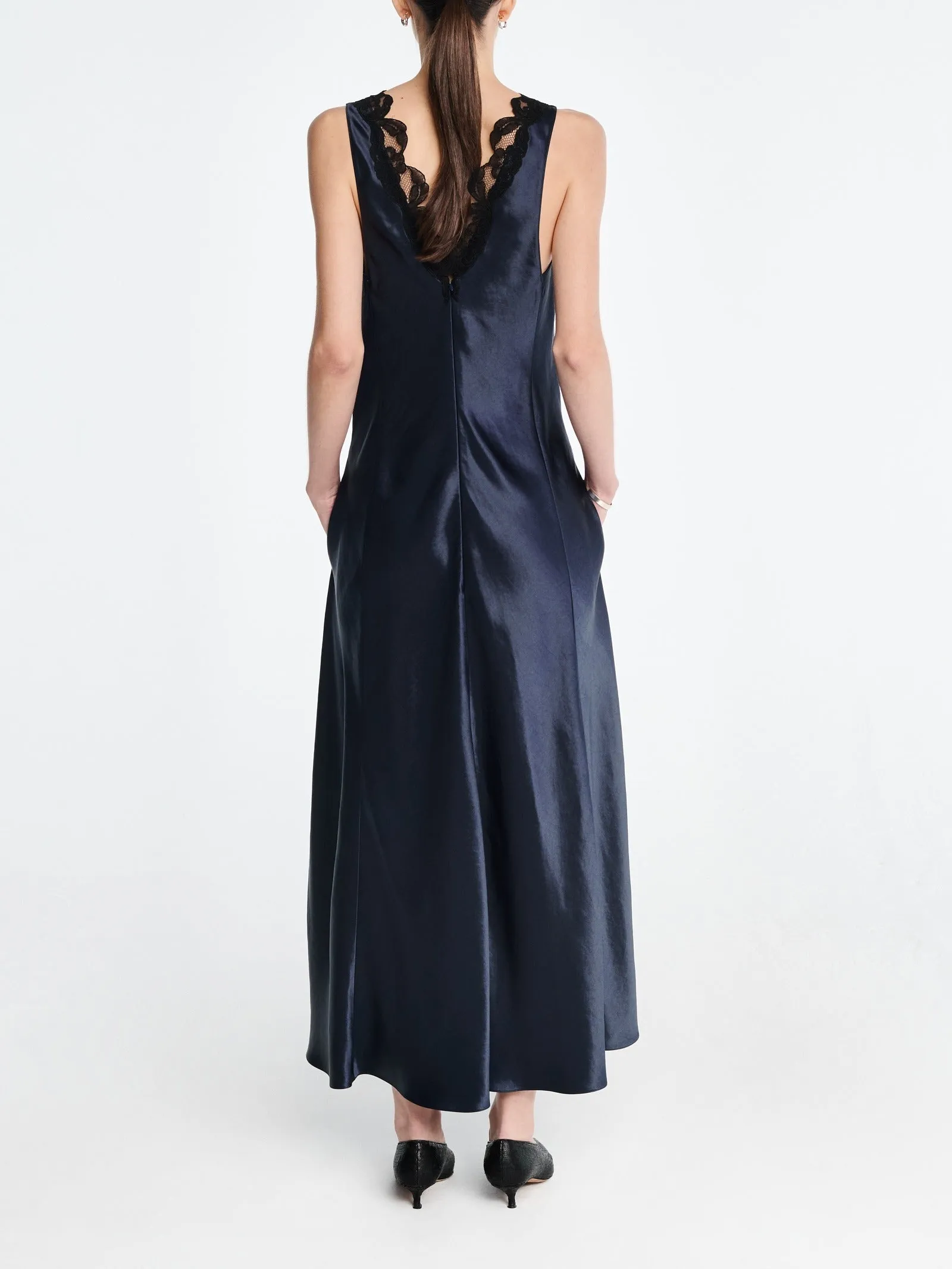 Lace V-Neck Dress in Navy sold by MARIA McMANUS product image thumbnail 4