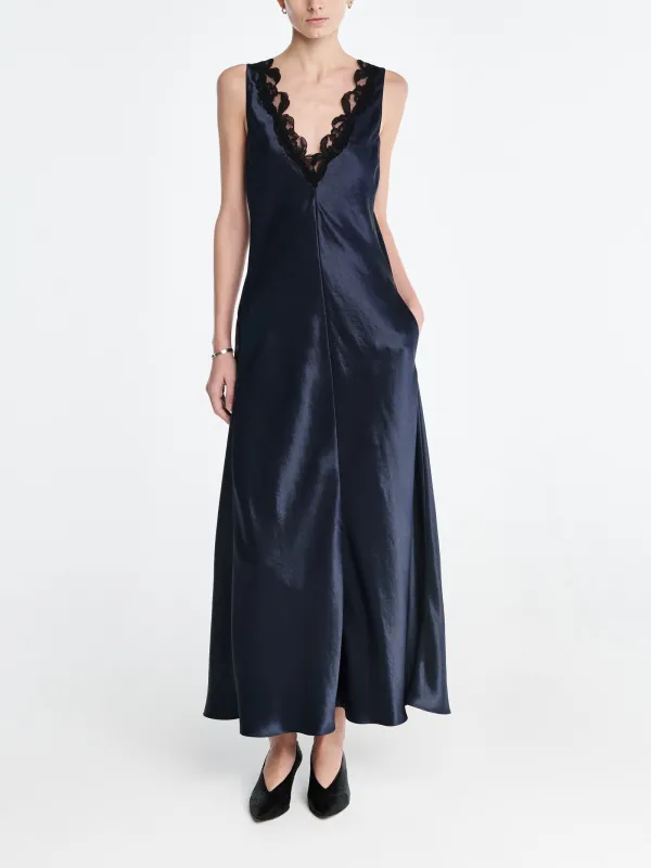 Lace V-Neck Dress in Navy made by MARIA McMANUS