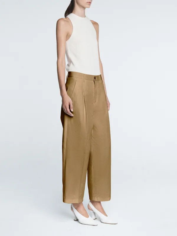 Pleat Front Trouser in Camel made by MARIA McMANUS