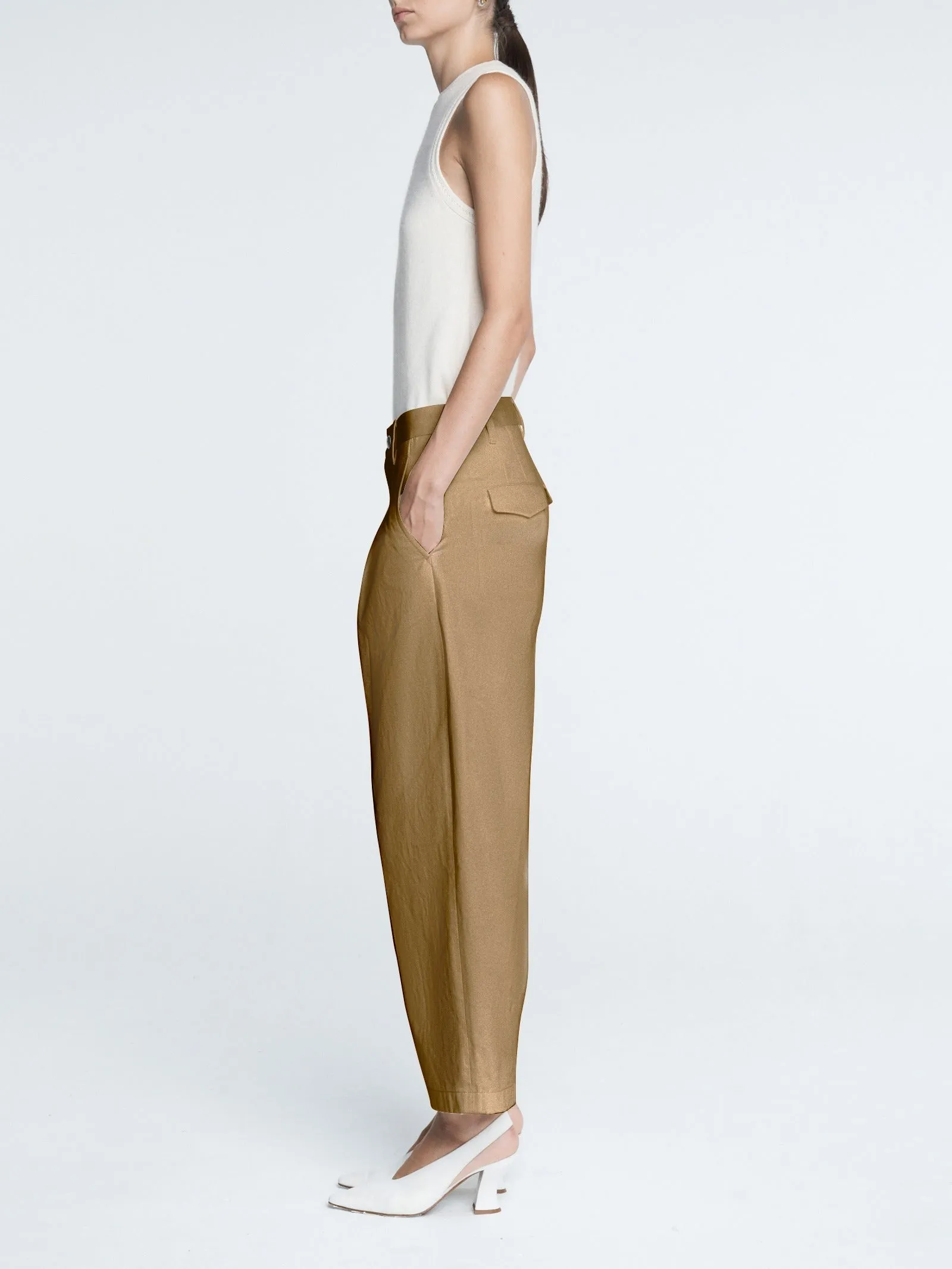 Pleat Front Trouser in Camel sold by MARIA McMANUS product image thumbnail 3