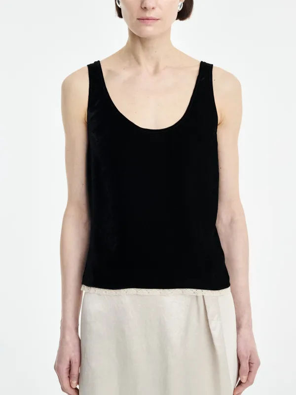 Lace Edge Scoop Cami in Black made by MARIA McMANUS