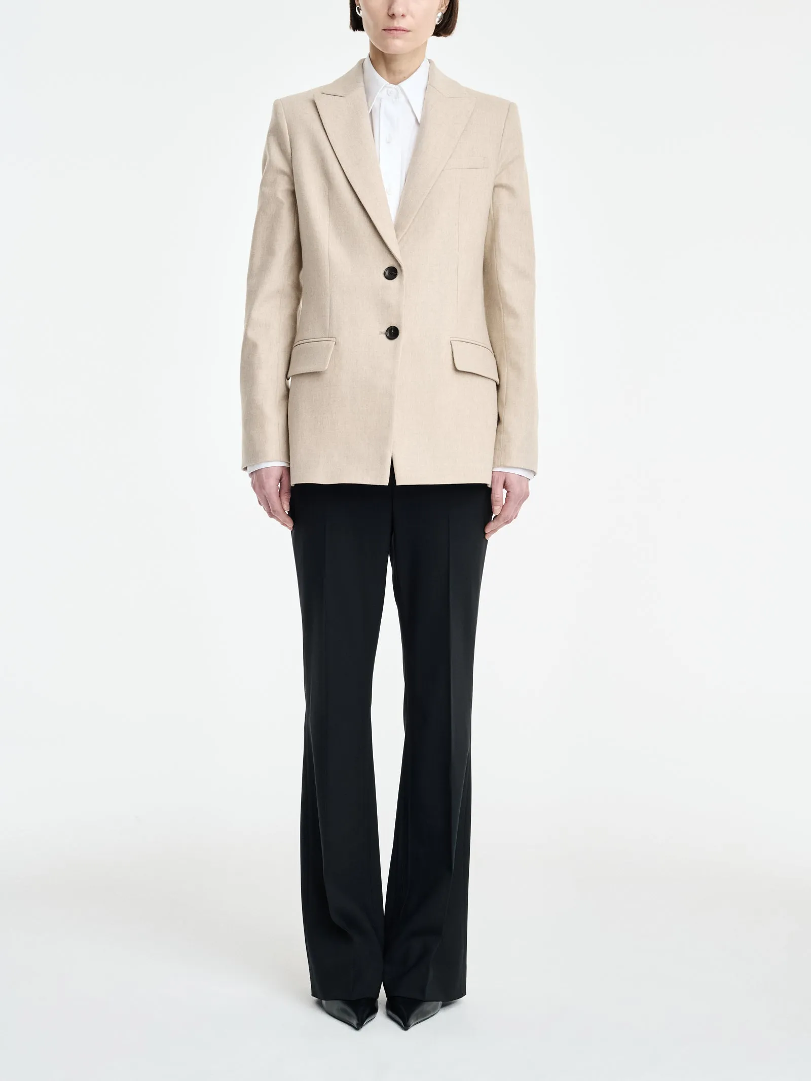 Single Breasted Blazer in Oatmeal sold by MARIA McMANUS