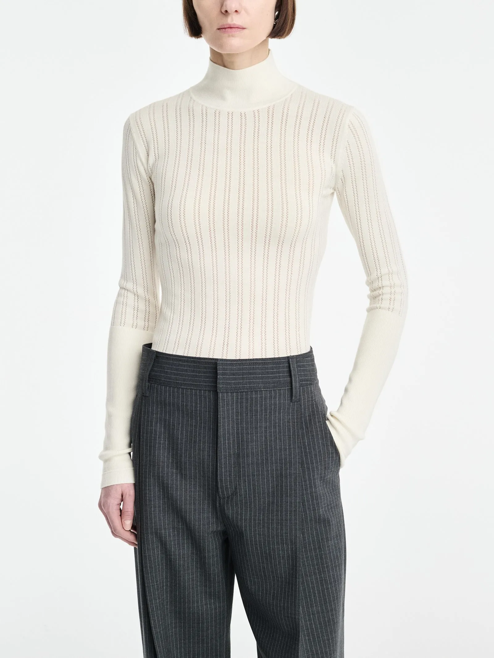 Single Pleat Front Trouser in Charcoal Stripe sold by MARIA McMANUS product image thumbnail 4