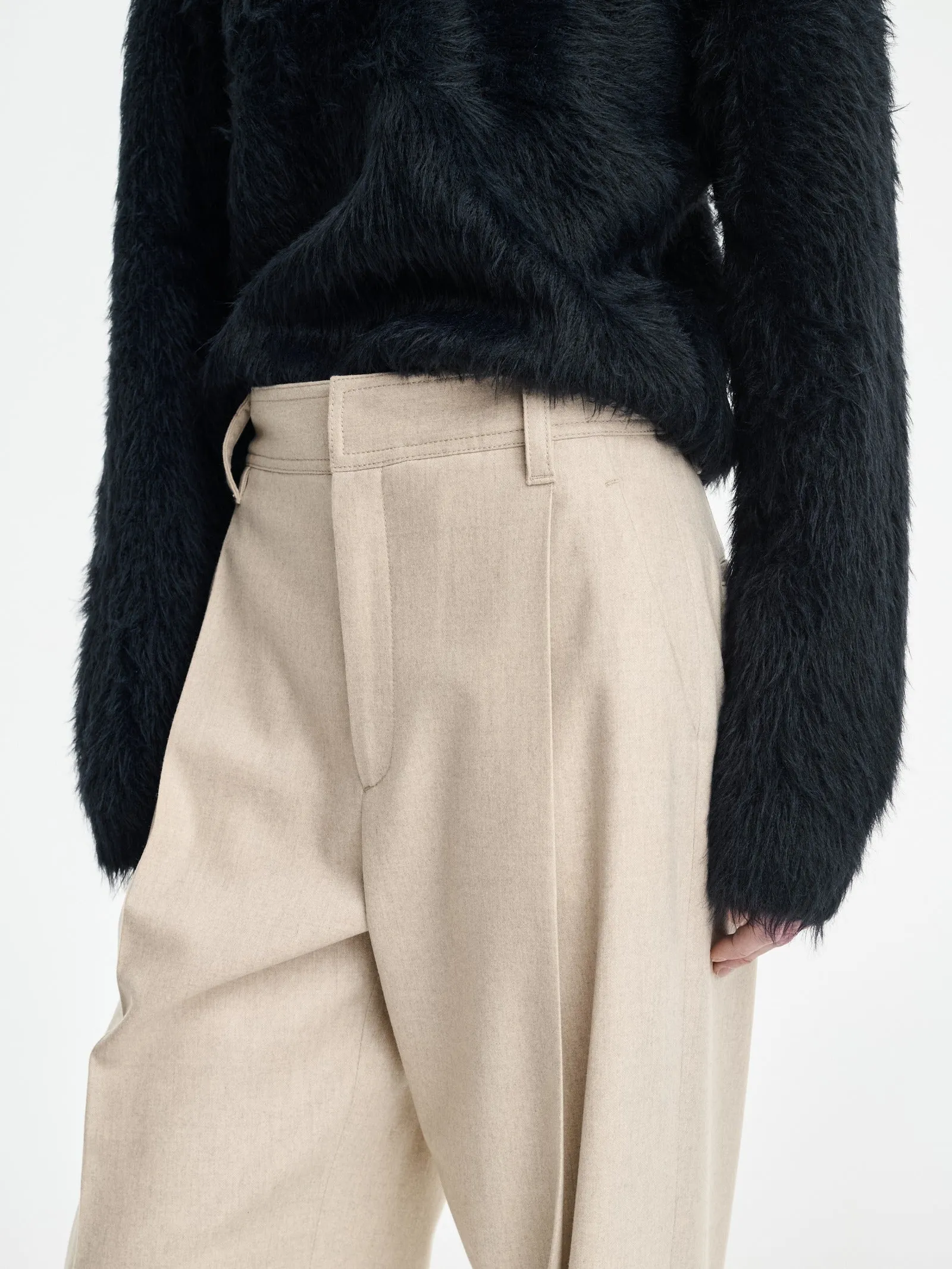 Single Pleat Front Trouser in Oatmeal sold by MARIA McMANUS product image thumbnail 2