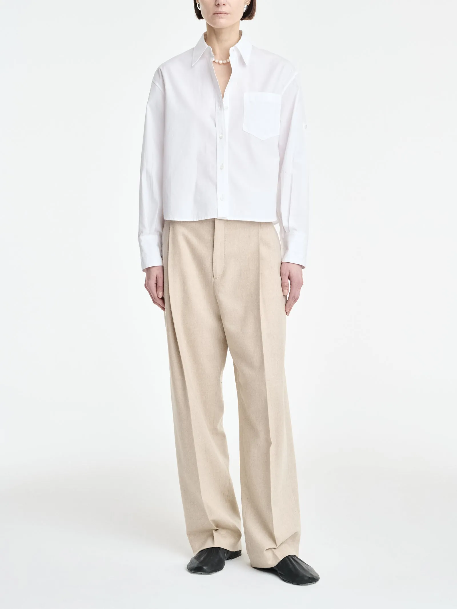 Single Pleat Front Trouser in Oatmeal sold by MARIA McMANUS product image thumbnail 5
