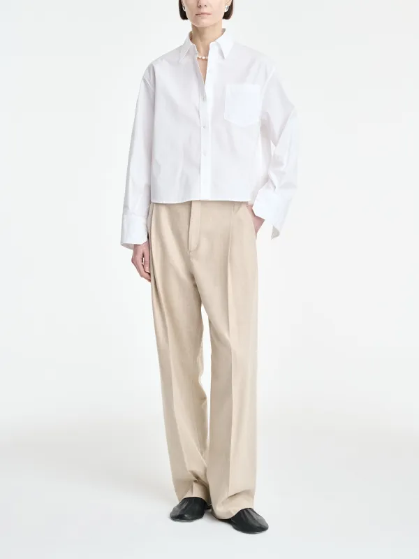 Single Pleat Front Trouser in Oatmeal made by MARIA McMANUS