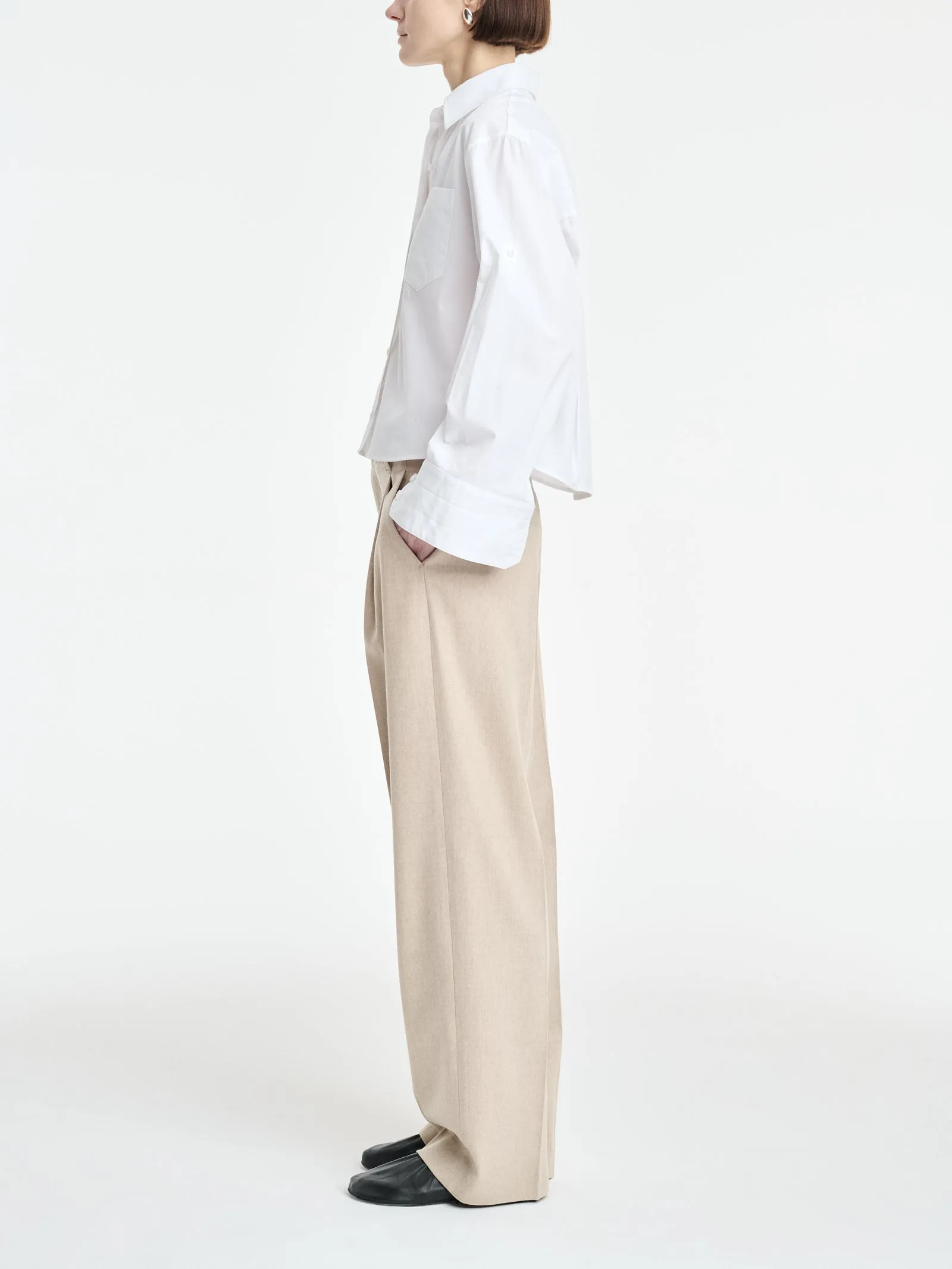 Single Pleat Front Trouser in Oatmeal sold by MARIA McMANUS product image thumbnail 3