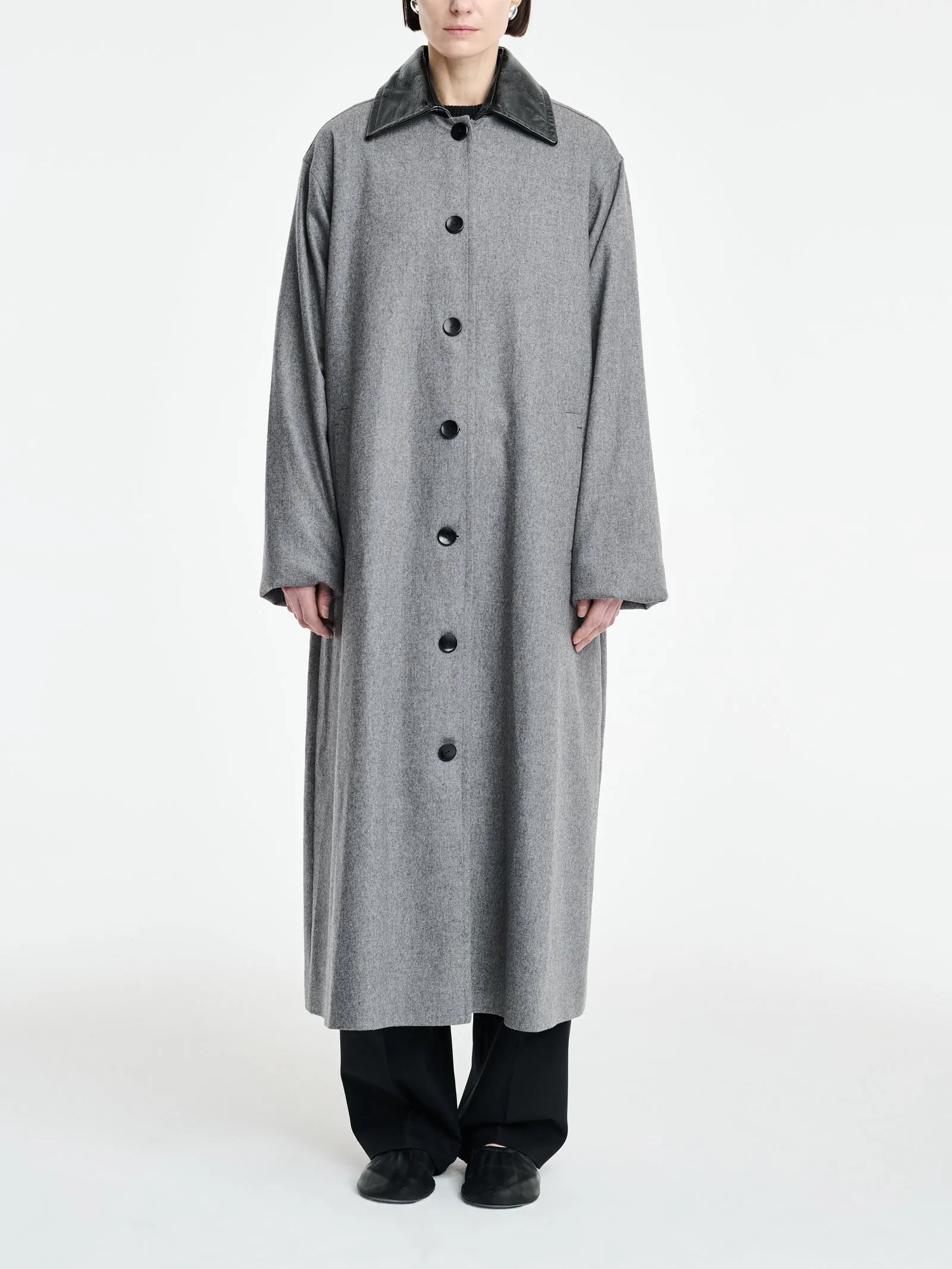 Swing Coat in Grey Melange sold by MARIA McMANUS