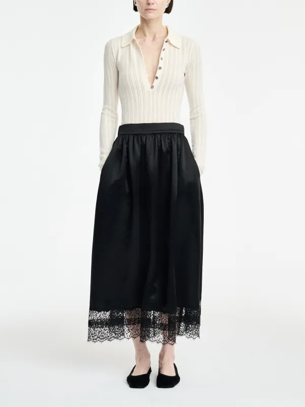 Gathered Skirt in Black made by MARIA McMANUS
