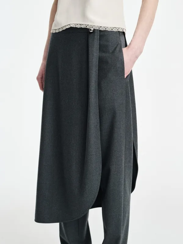Wrap Skirt Trouser in Charcoal made by MARIA McMANUS